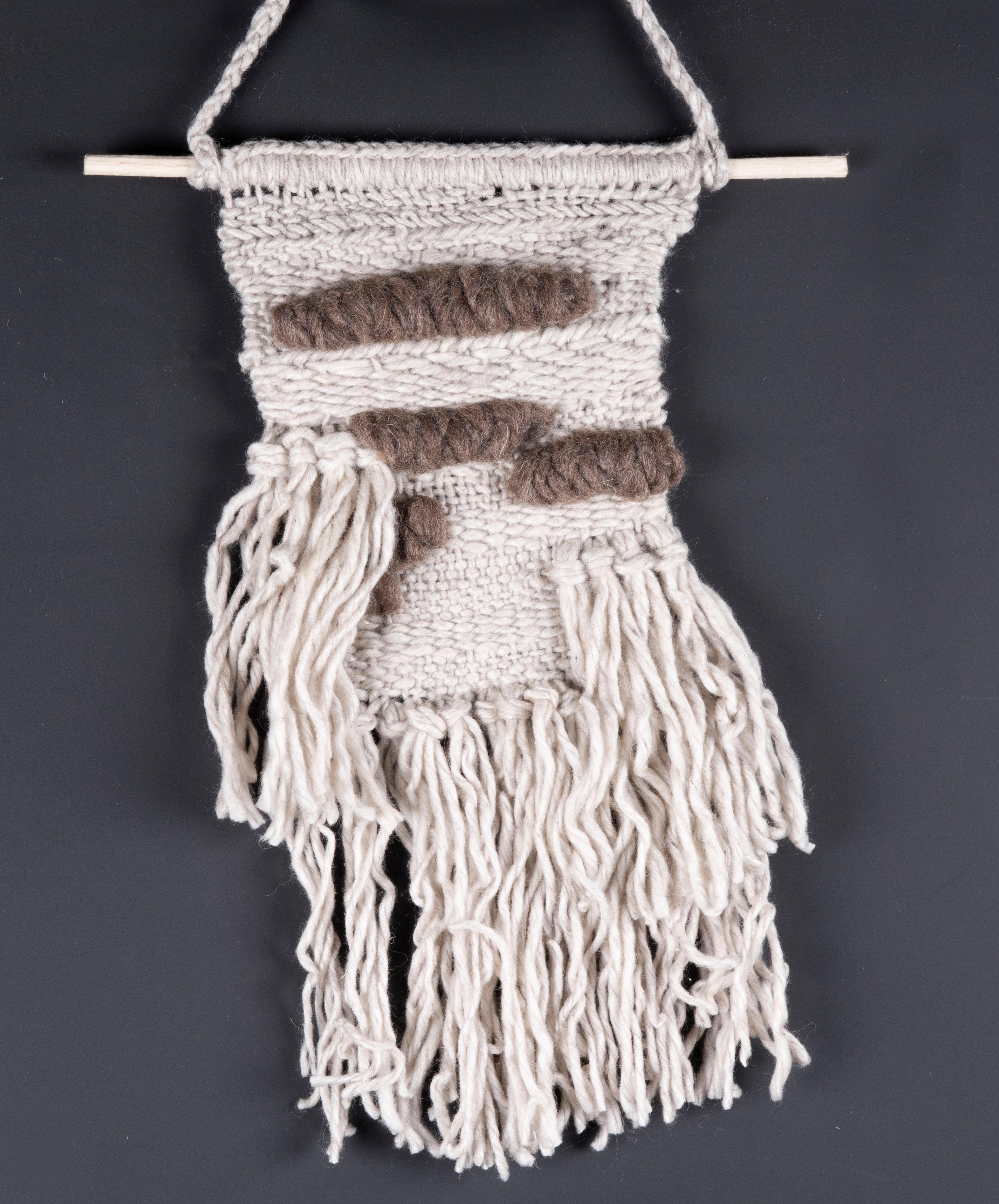 THEKO Sierobject voor aan de wand Wallart KnotLove Wandtapijt, wanddecoratie, zuivere wol, met de hand gemaakt sierobjecten maat 37x70 cm grijs