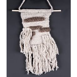 theko sierobject voor aan de wand wallart knotlove wandtapijt, wanddecoratie, zuivere wol, met de hand gemaakt, in boho-stijl, woonkamer grijs