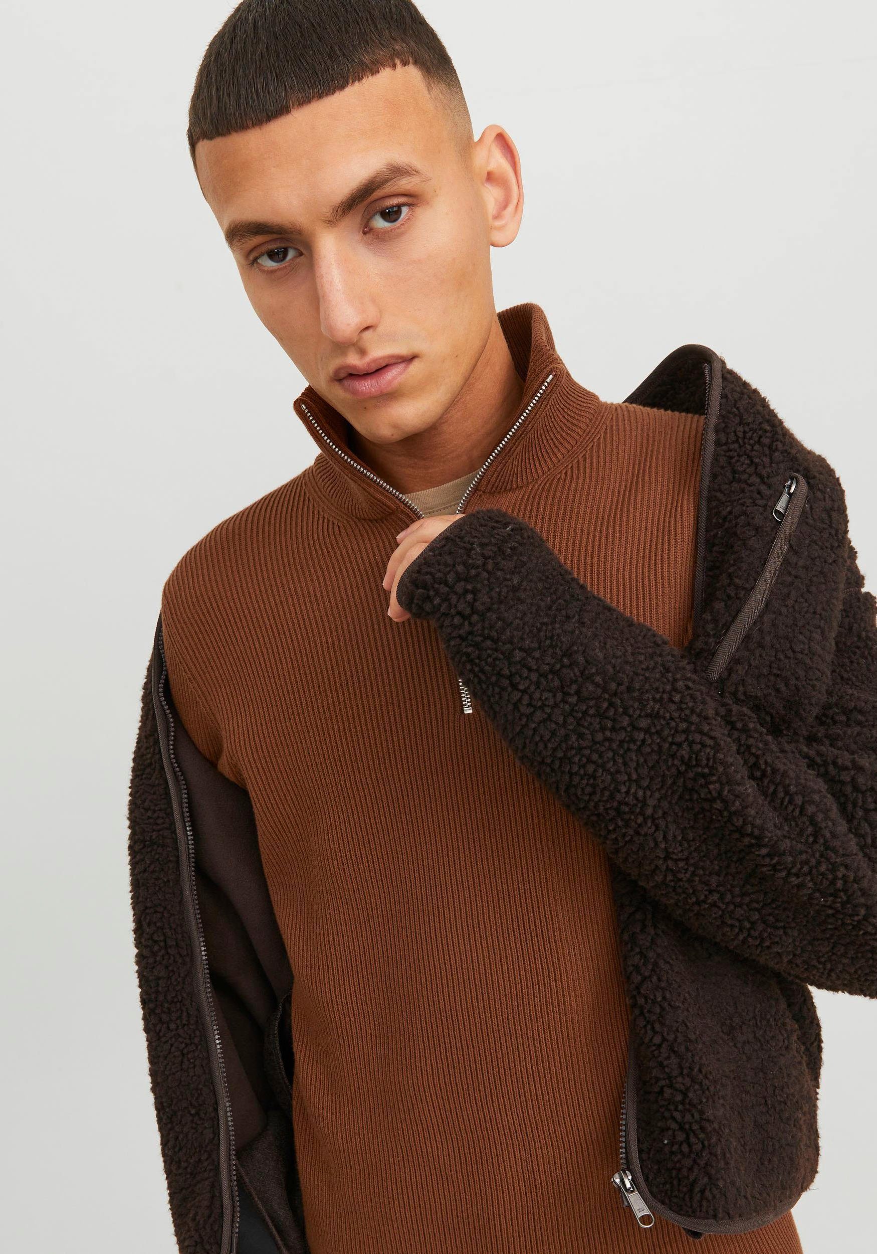 Jack & Jones Trui met staande kraag JPRCCPERFECT KNIT HALF ZIP SN