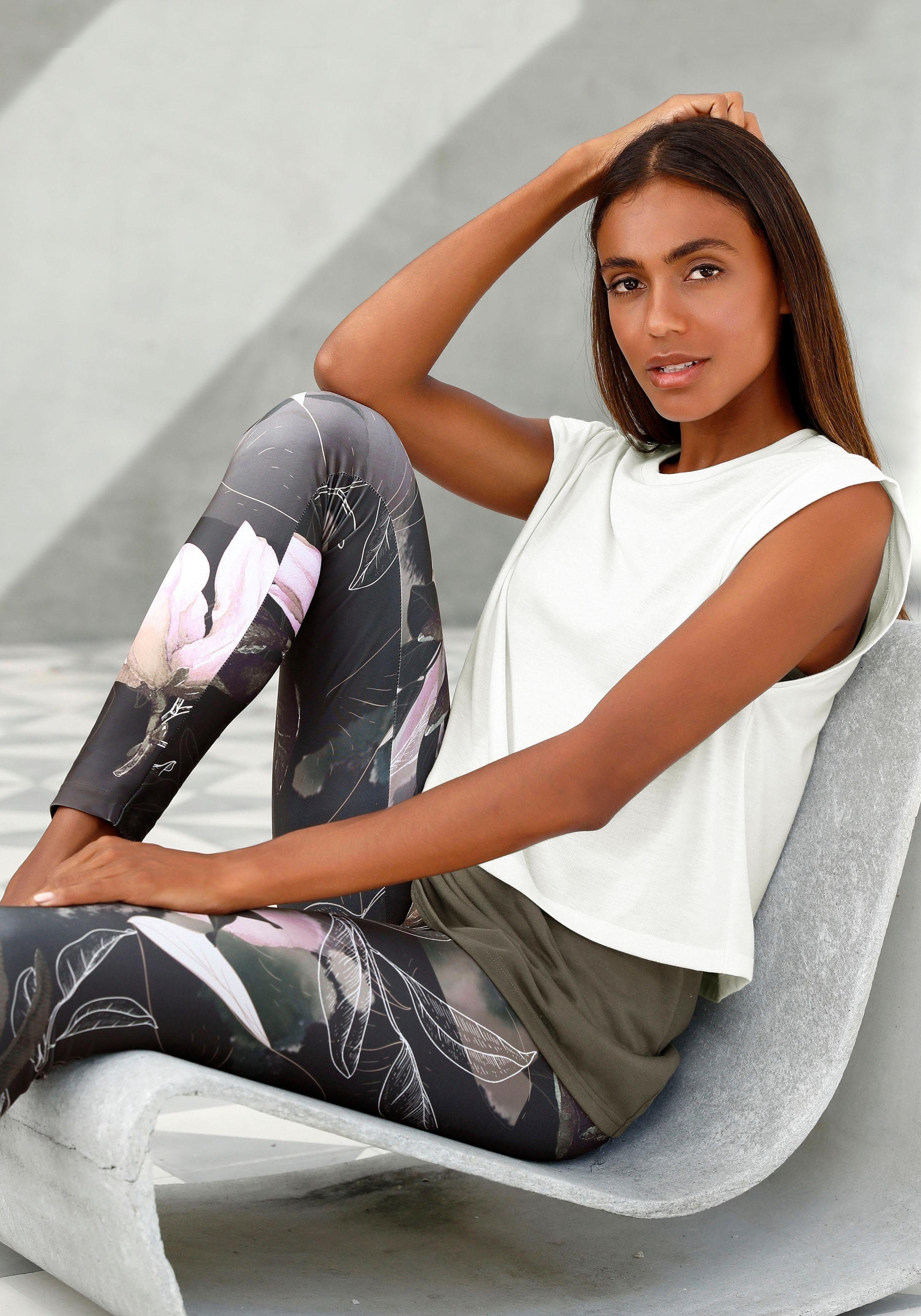 active by Lascana Legging Tropical met abstracte bloemenprint, loungewear