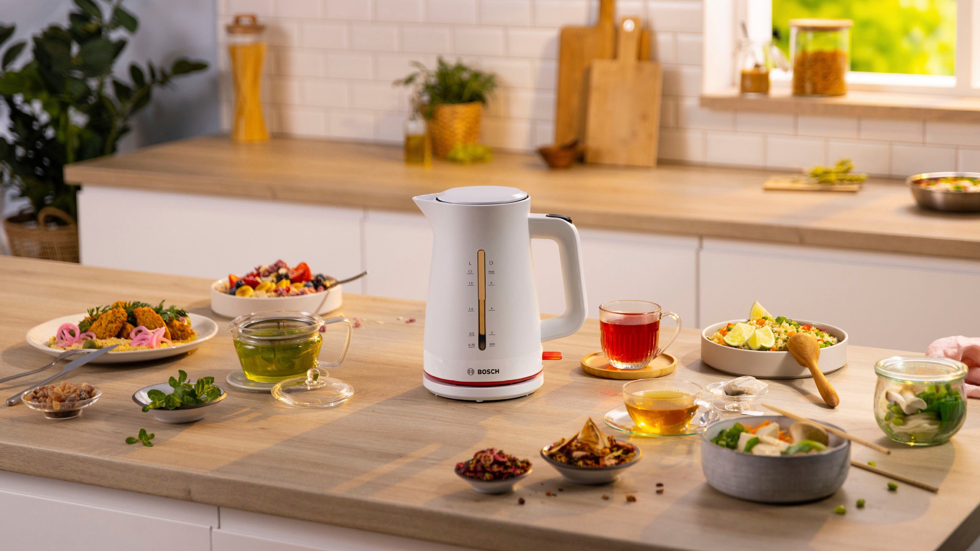 BOSCH Waterkoker MyMoment TWK3M121, 1,7 l, Automatische uitschakeling, kopjesweergave, aan beide kanten waterniveauaanduiding