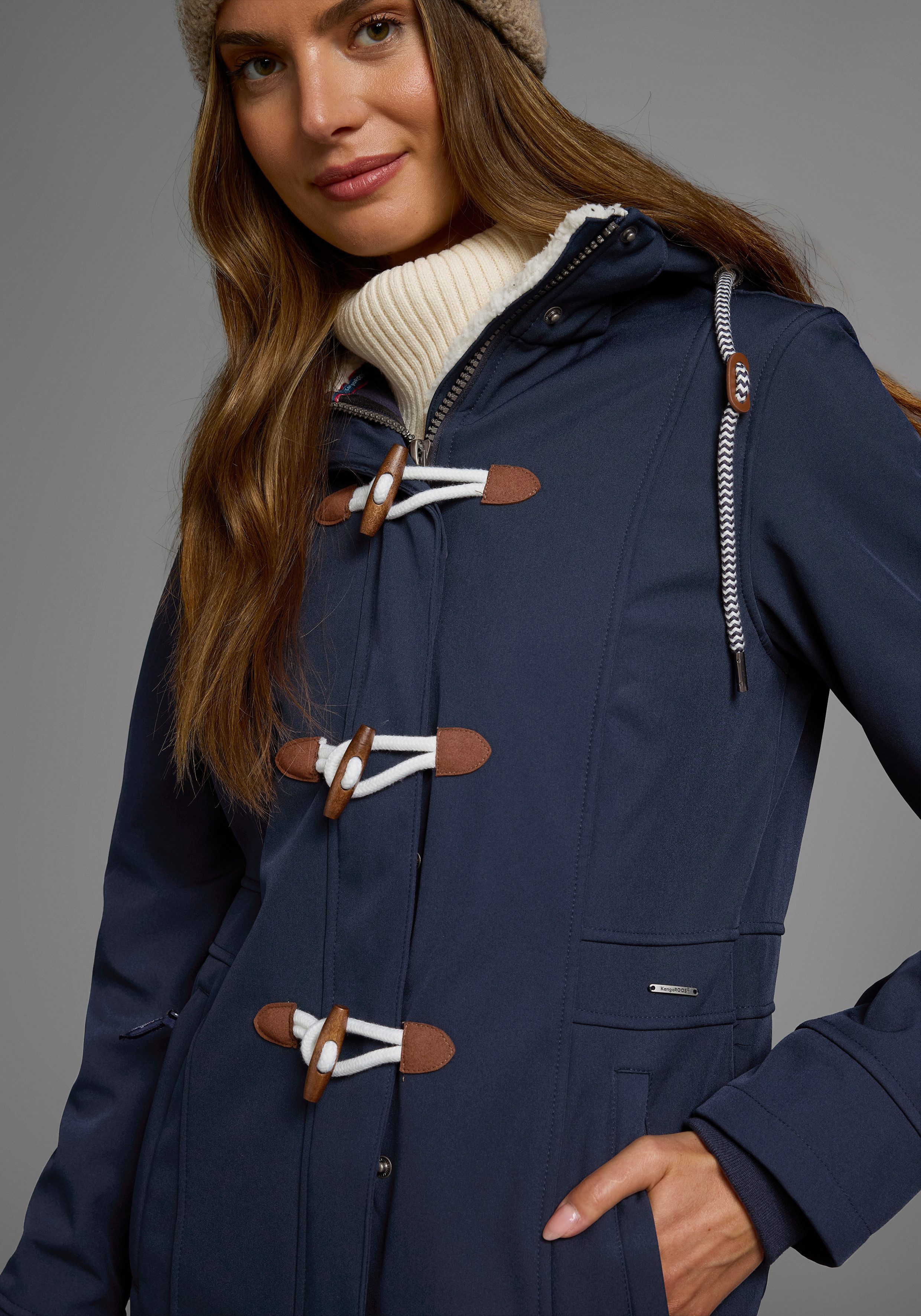 KangaROOS Softshell-jack figuurvolgende pasvorm, normale snit, met afneembare capuchon