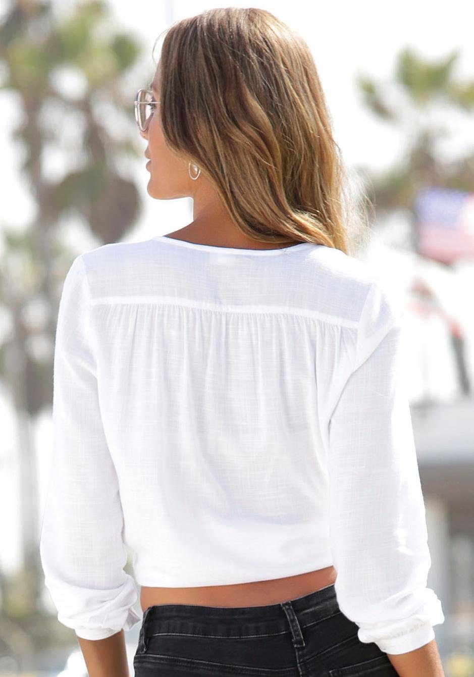 Buffalo Blouse zonder sluiting met knoopsluiting, basic, blouse met lange mouwen