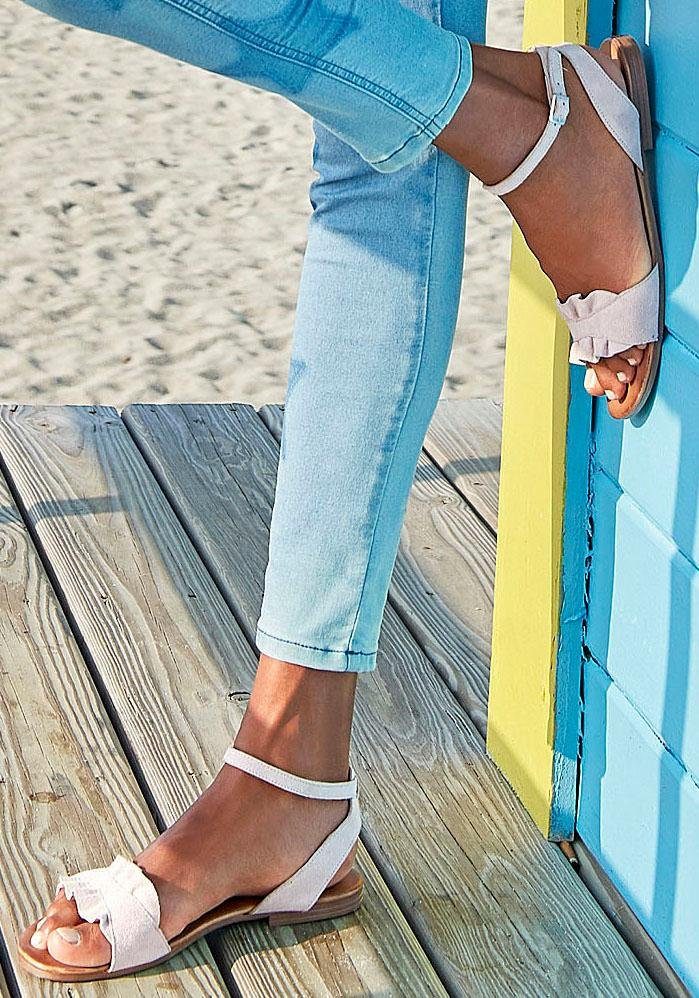 Lascana Sandalen Zomerschoen Sandalette, zomerschoen van hoogwaardig leer met kleine ruches