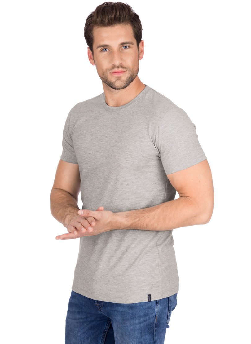 Trigema T-shirt TRIGEMA Slim-fit T-shirt van DELUXE-katoen (1-delig) heren t-shirts maat XXL grijs