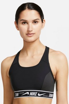 nike sport-bh dri-fit swoosh women's medium-support padded sports bra zwart