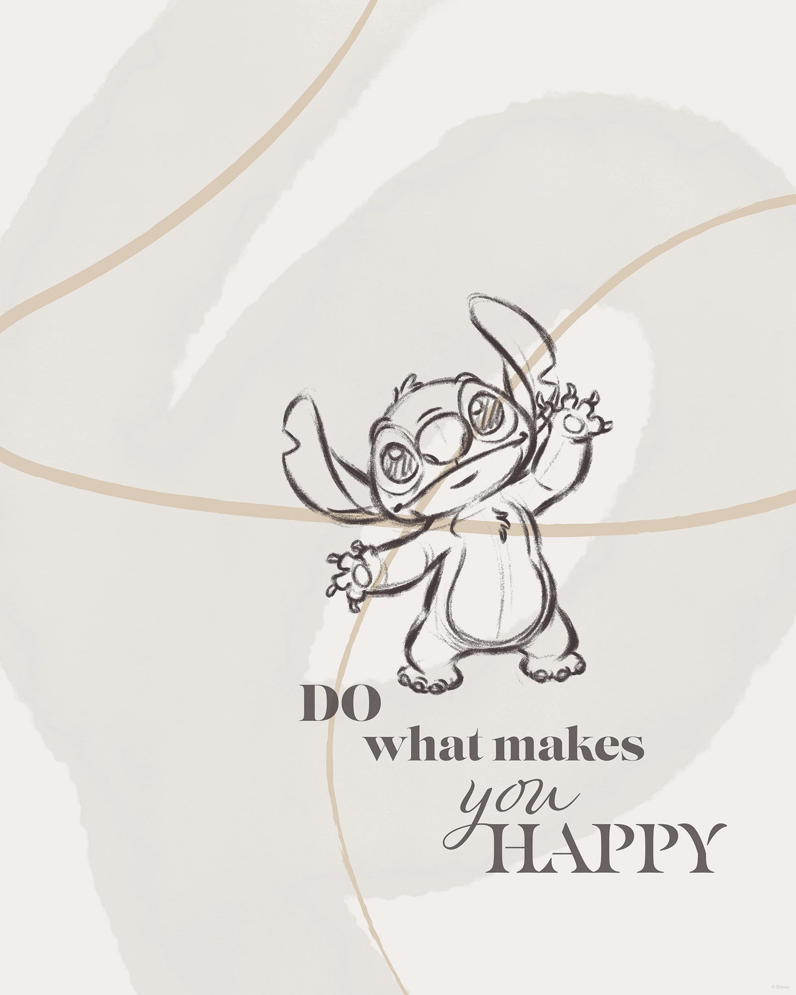 Komar Artprint Disney Lilo and Stitch Do What Makes You Happy 40 x 60 cm (breedte x hoogte) - kinderkamer, decoratie (1 stuk)