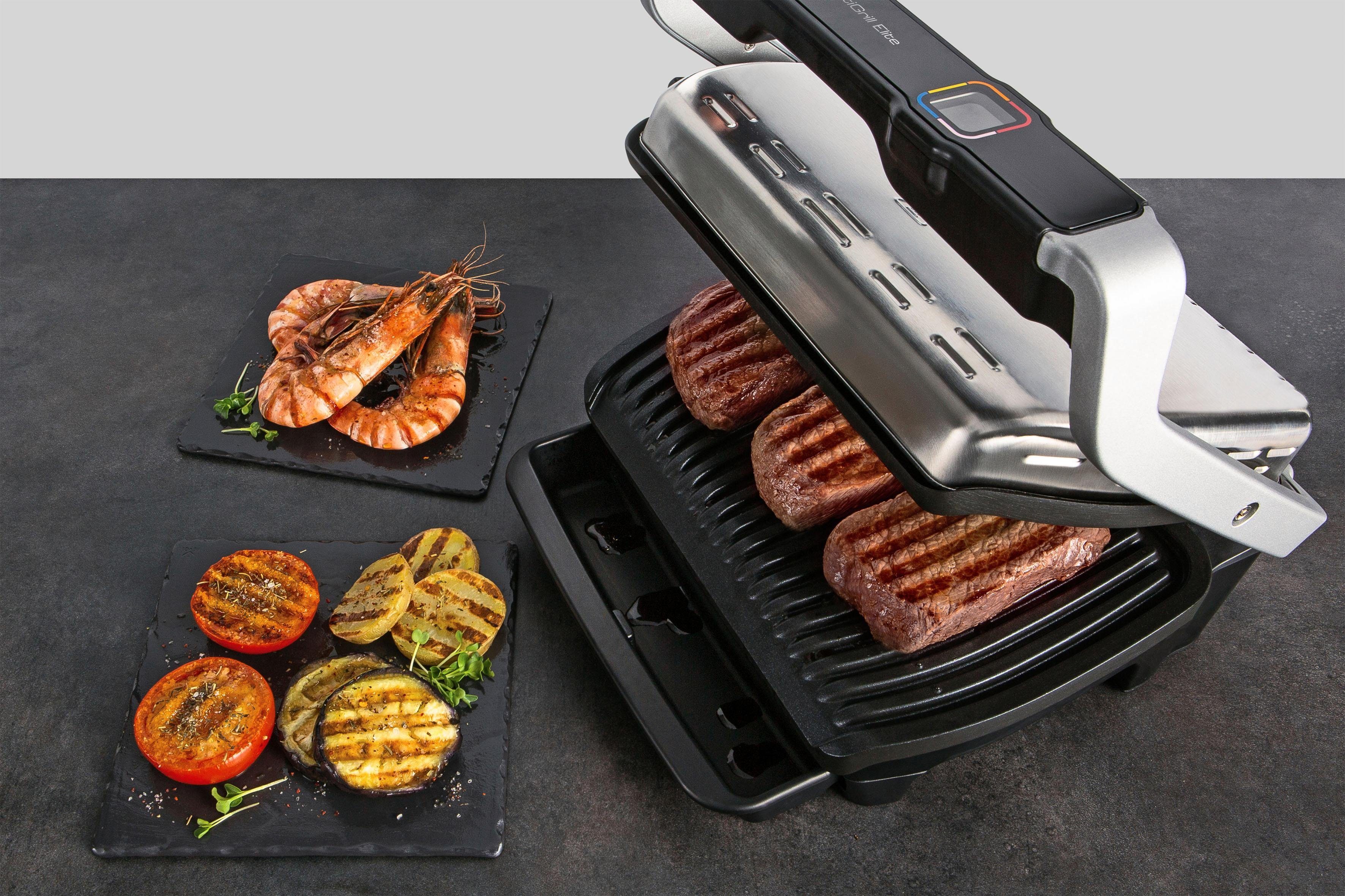 Tefal Contactgrill GC750D OptiGrill Elite 12 programma’s, intuïtieve sensor, grillboost-functie, receptenboek app