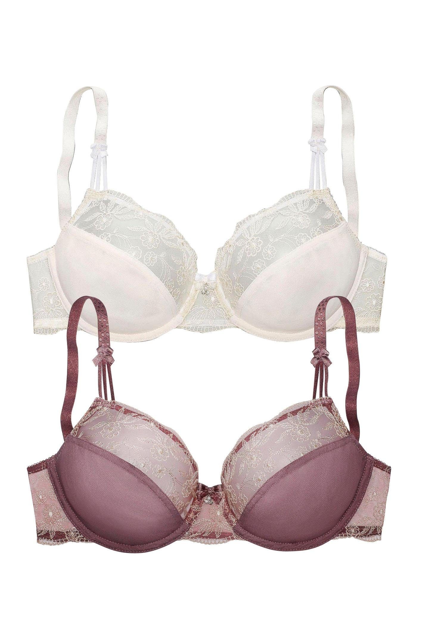 Nuance Beugel-bh met mooie borduurkant, dessous (Set van 2)