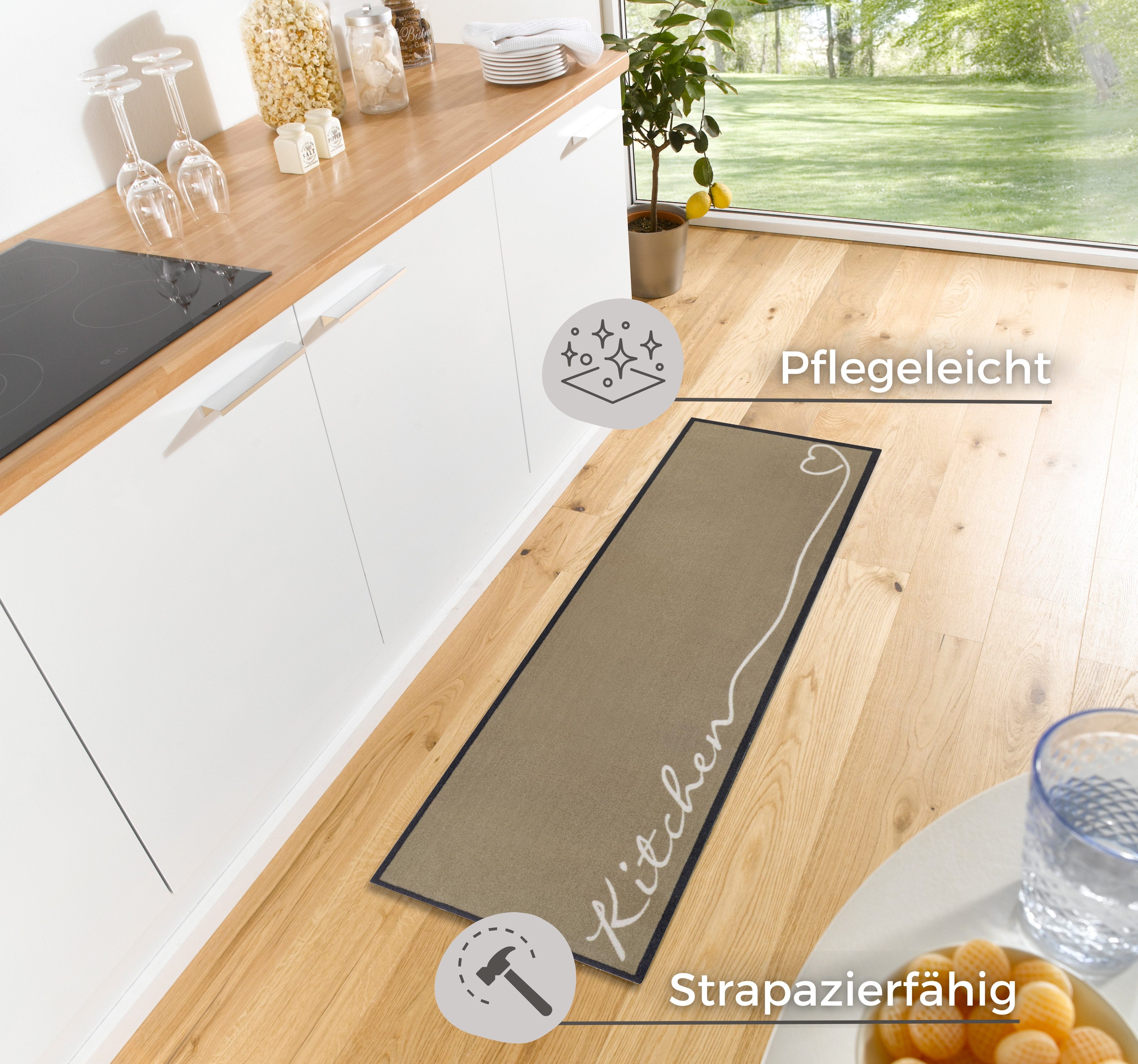 HANSE Home Keukenloper Kitchen hart Loper, antislip, keukenkleed, keuken, vloerkleed, gemakkelijk in onderhoud