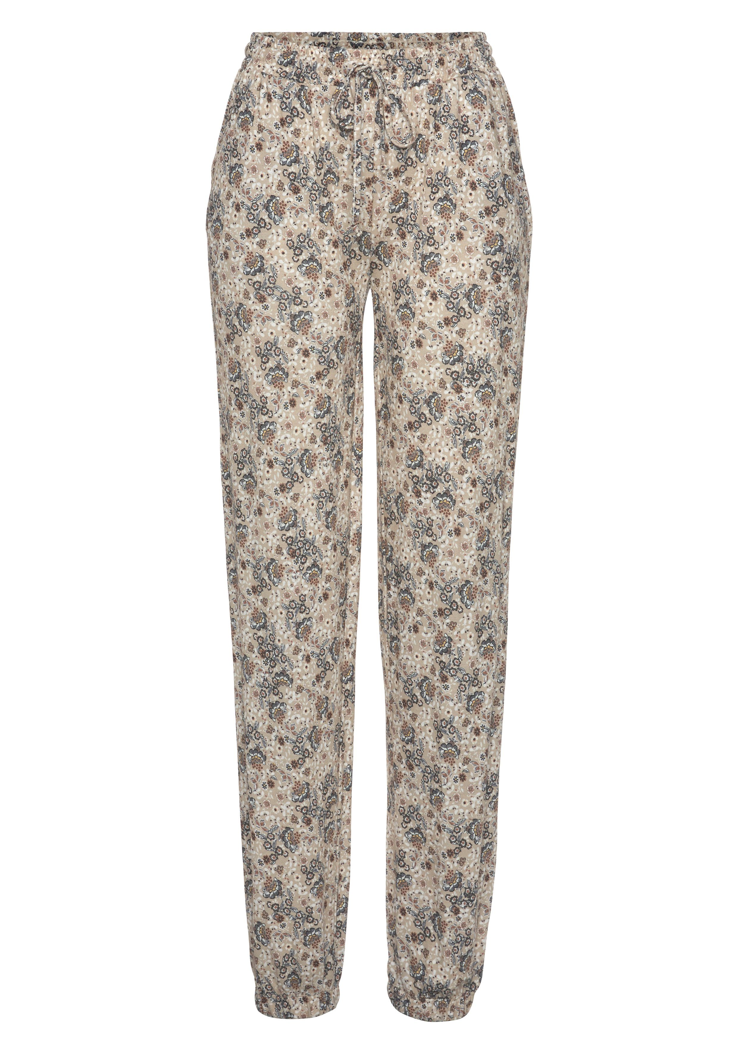 Vivance Jerseybroek met bloemenprint en zakken, zomerbroek, elastisch