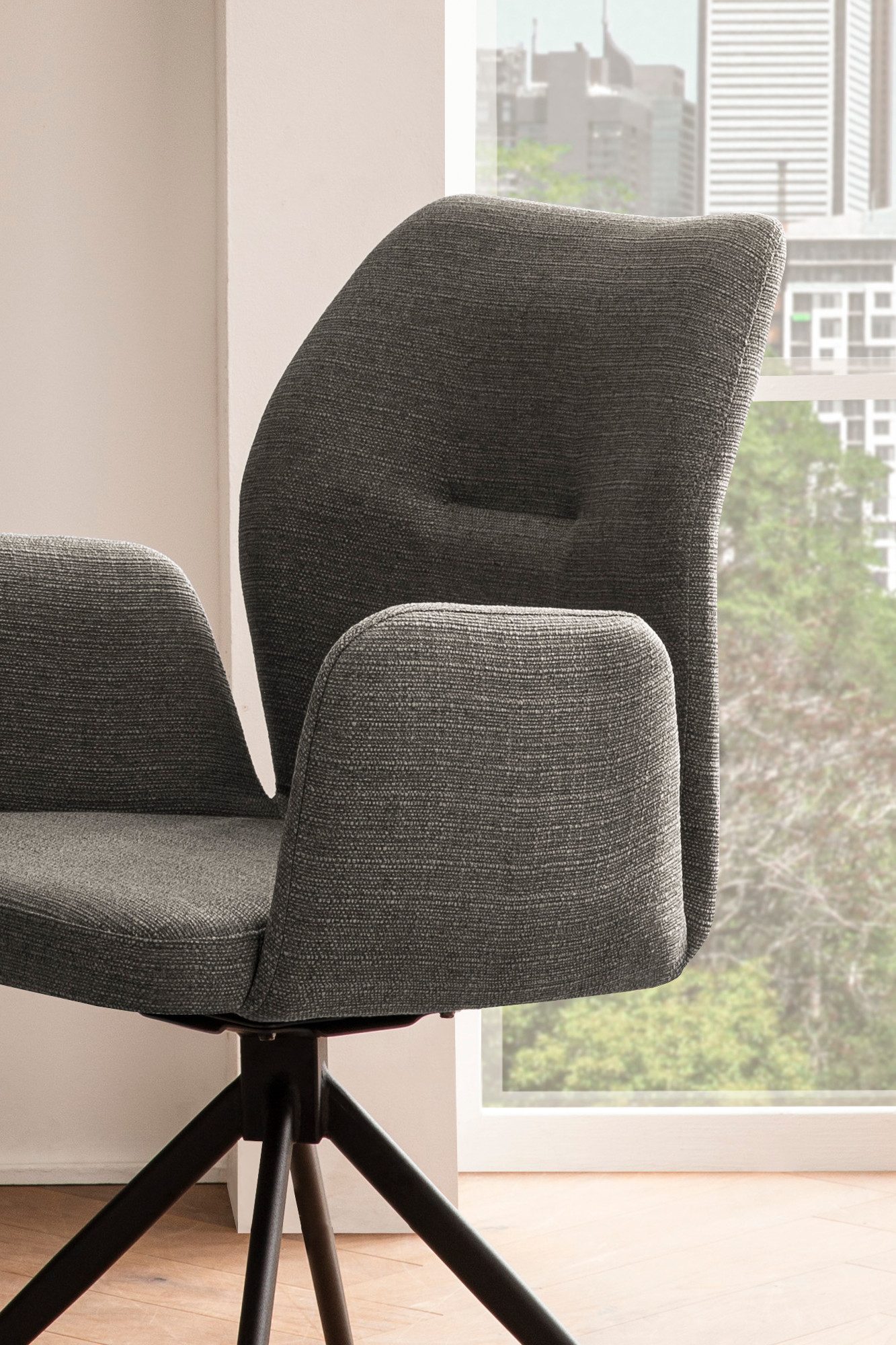 SalesFever Eetkamerstoel Taormina armstoel, frame zwart Eetkamerstoel met 180° draaifunctie (1 stuk)