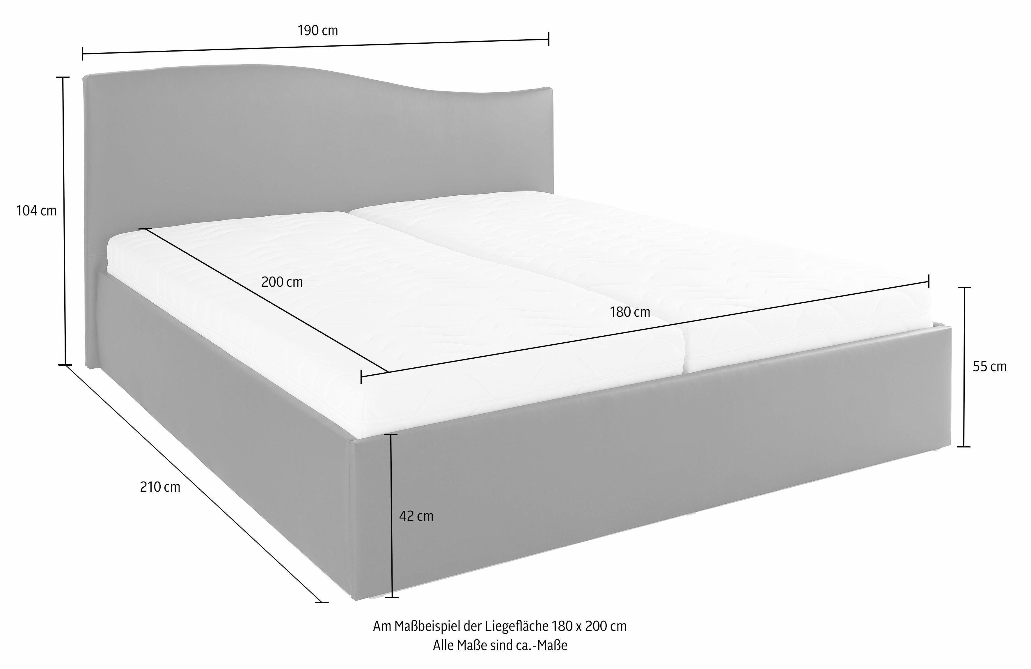 Westfalia Polsterbetten Gestoffeerd bed met bedkist bij uitvoering met matras