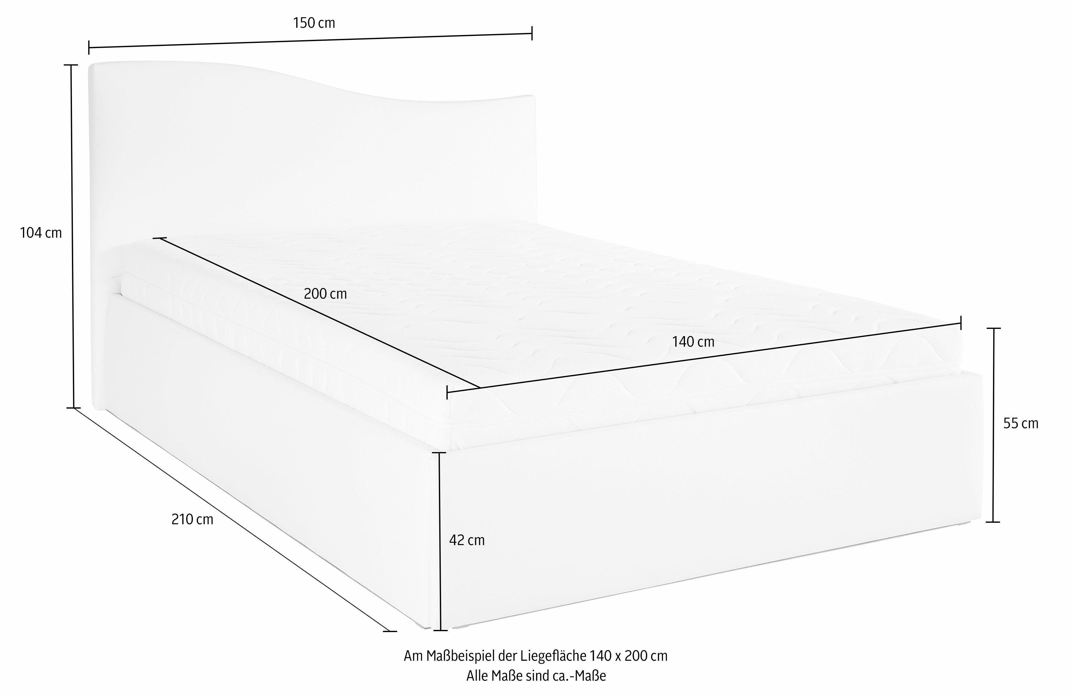 Westfalia Polsterbetten Gestoffeerd bed met bedkist bij uitvoering met matras