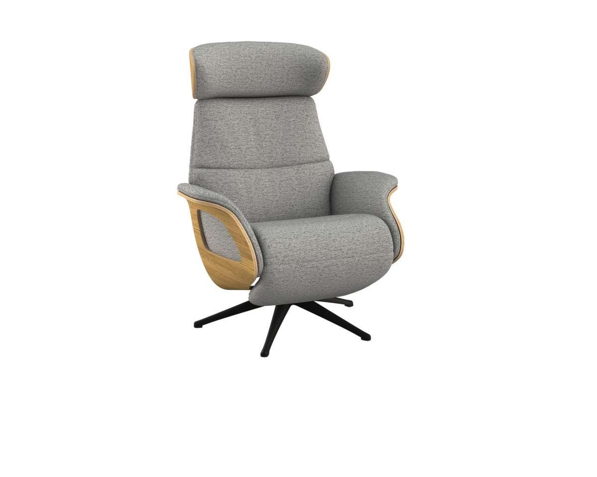 FLEXLUX Relaxfauteuil Clement praktische elektrische fauteuil Maat M, elektrische rug- en voetensteun, accu, armleuning Eiken, zwarte poot