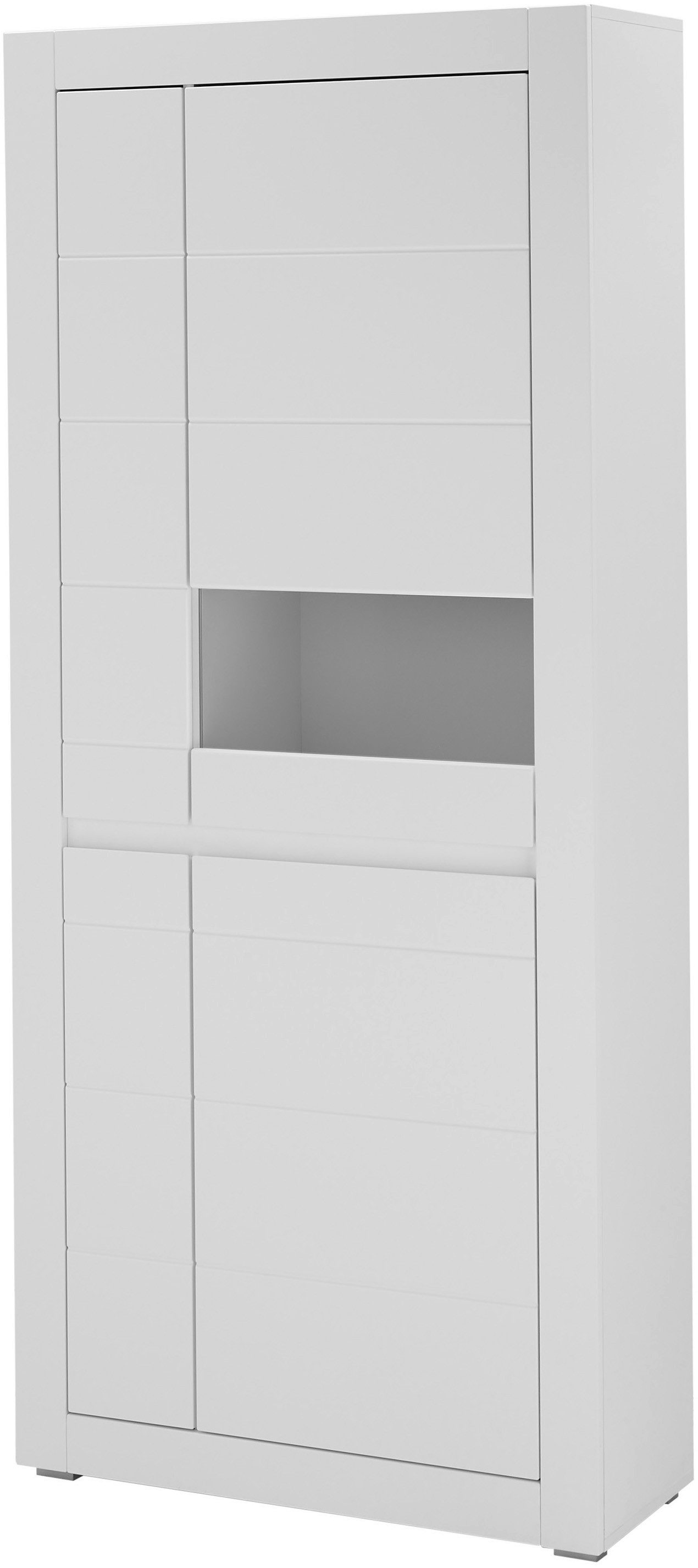 INOSIGN Vitrinekast Chester, Hoge kast met opbergruimte, Glazen vitrine, Dressoir, Mat Wit (1 stuk)