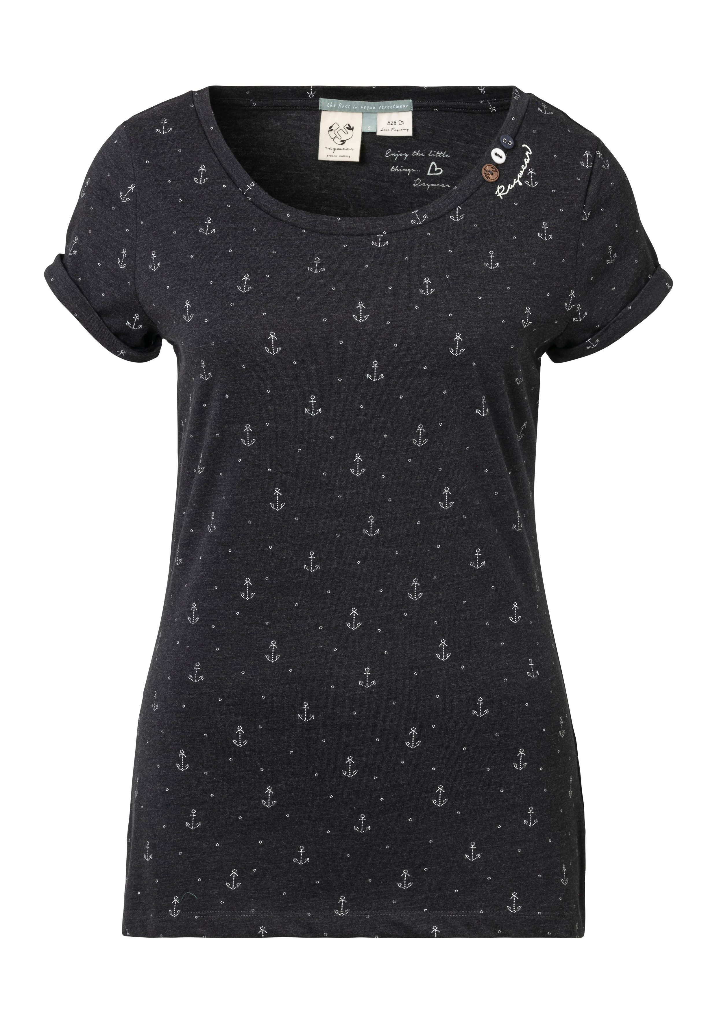Ragwear T-shirt FLORAH A ORGANIC O met maritieme anker-print all-over