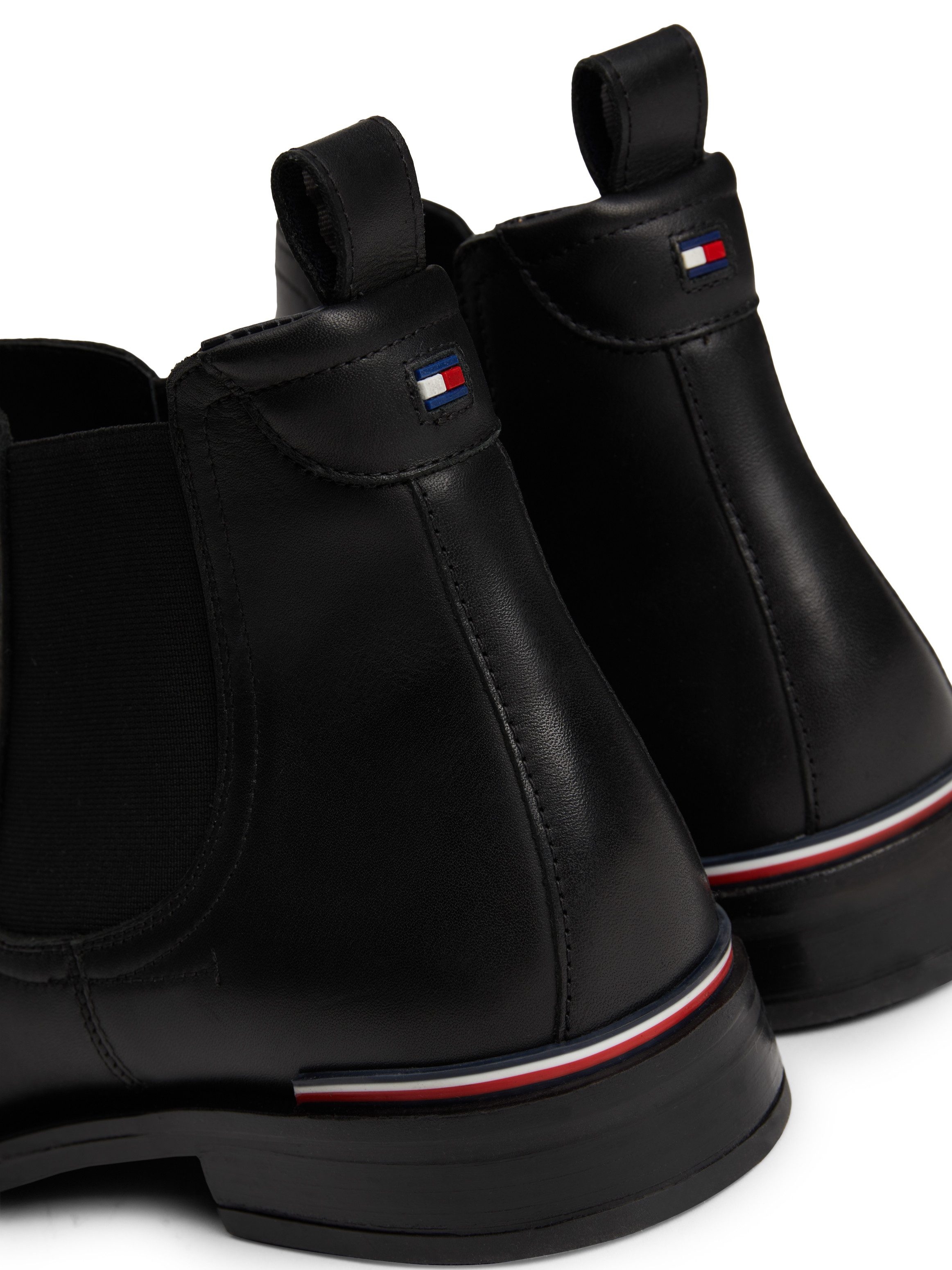 Tommy Hilfiger Chelsea-boots CORE RWB HILFIGER LTH CHELSEA hakken, enkellaars, zakelijke schoen met strepen op de hiel