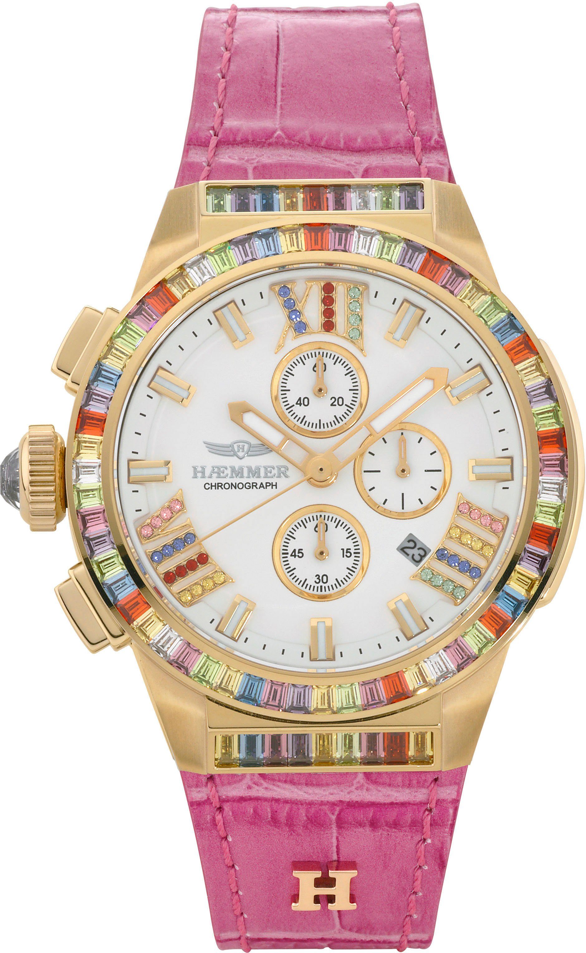 HAEMMER GERMANY Chronograaf LOALA, GR011 Quartzhorloge, dameshorloge, datum, stopwatchfunctie,...