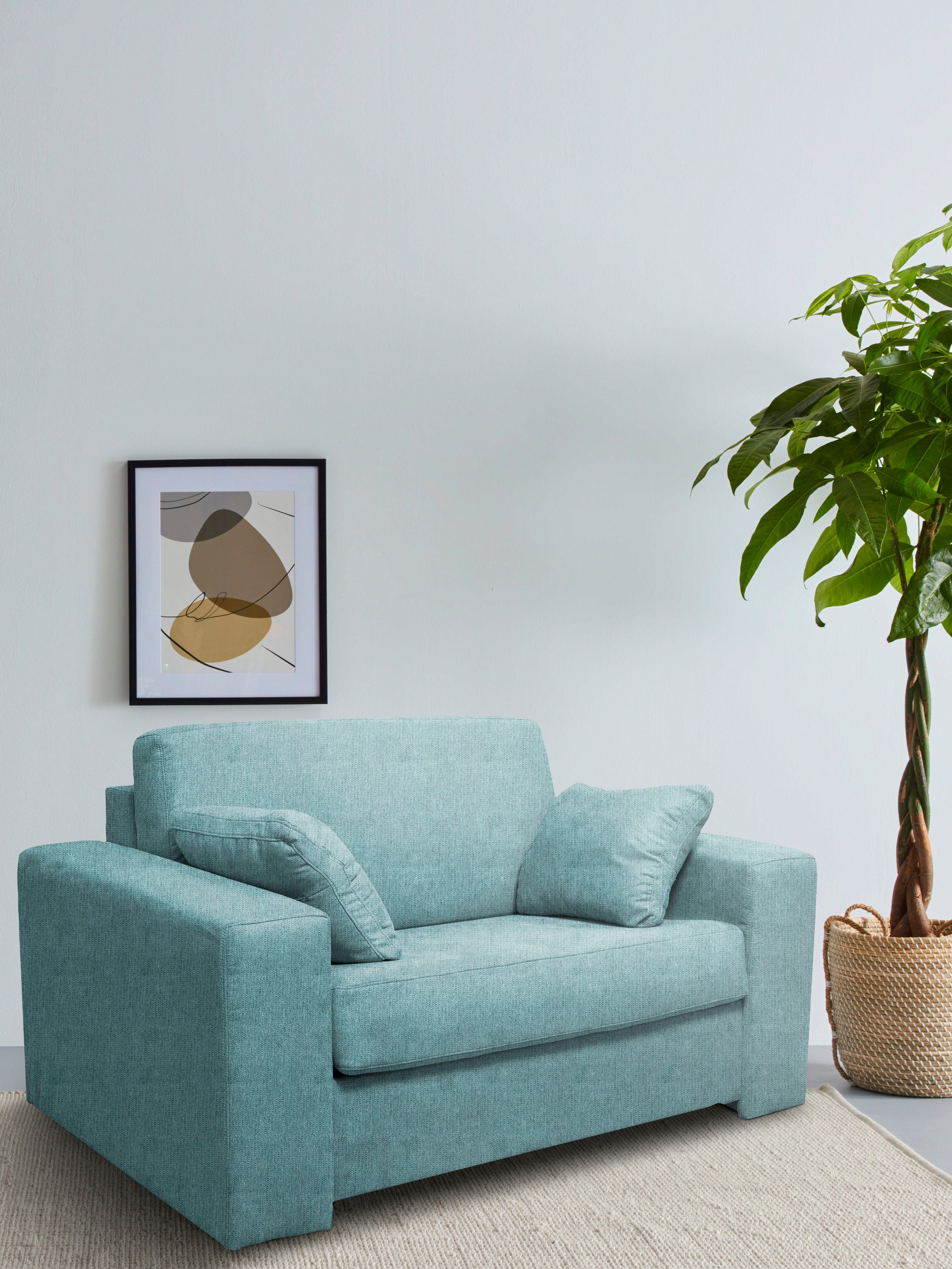 Home affaire Fauteuil Roma matras hoogte 140 cm Bedfunctie, met vering, Afmeting liggend ca. 83x198 cm fauteuils maat Luxe-microvezel zacht blauw