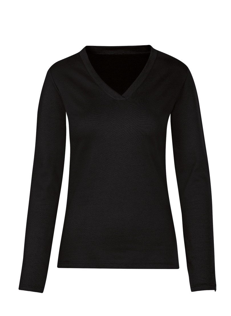 Trigema T-shirt TRIGEMA langarmshirt met V-hals (1-delig)