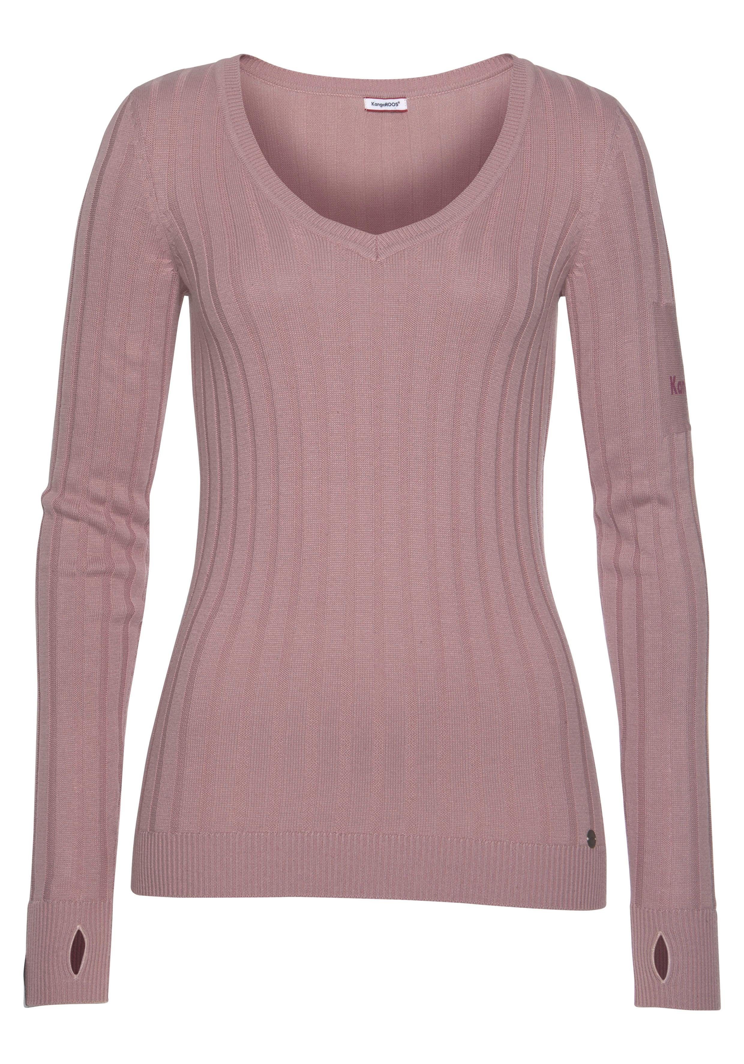 KangaROOS Trui met V-hals in breed geribd fijntricot