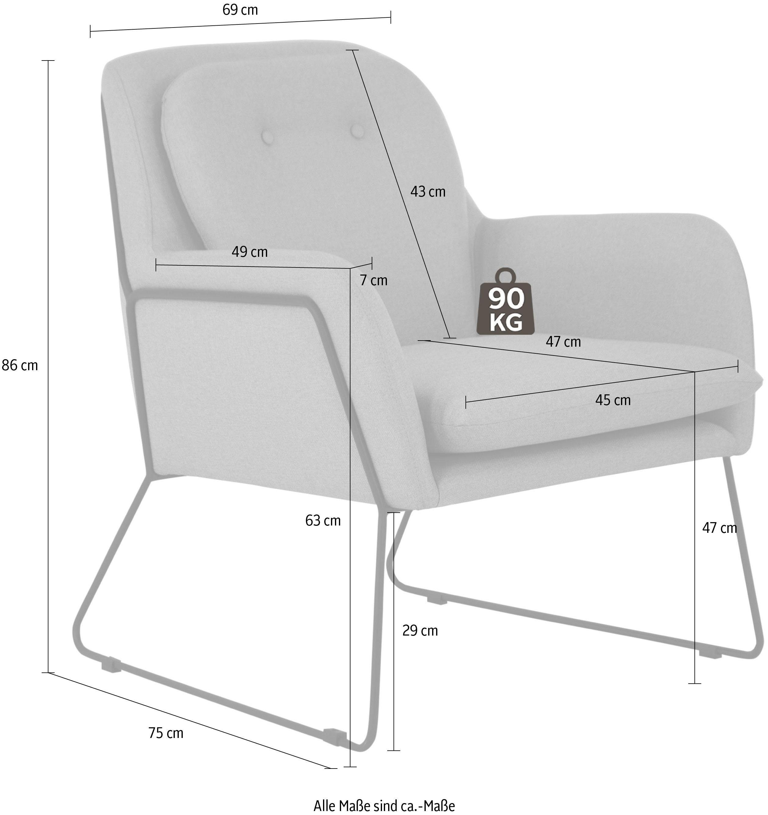INOSIGN Fauteuil Flin cocktailstoel met knopen en kussen-look achter