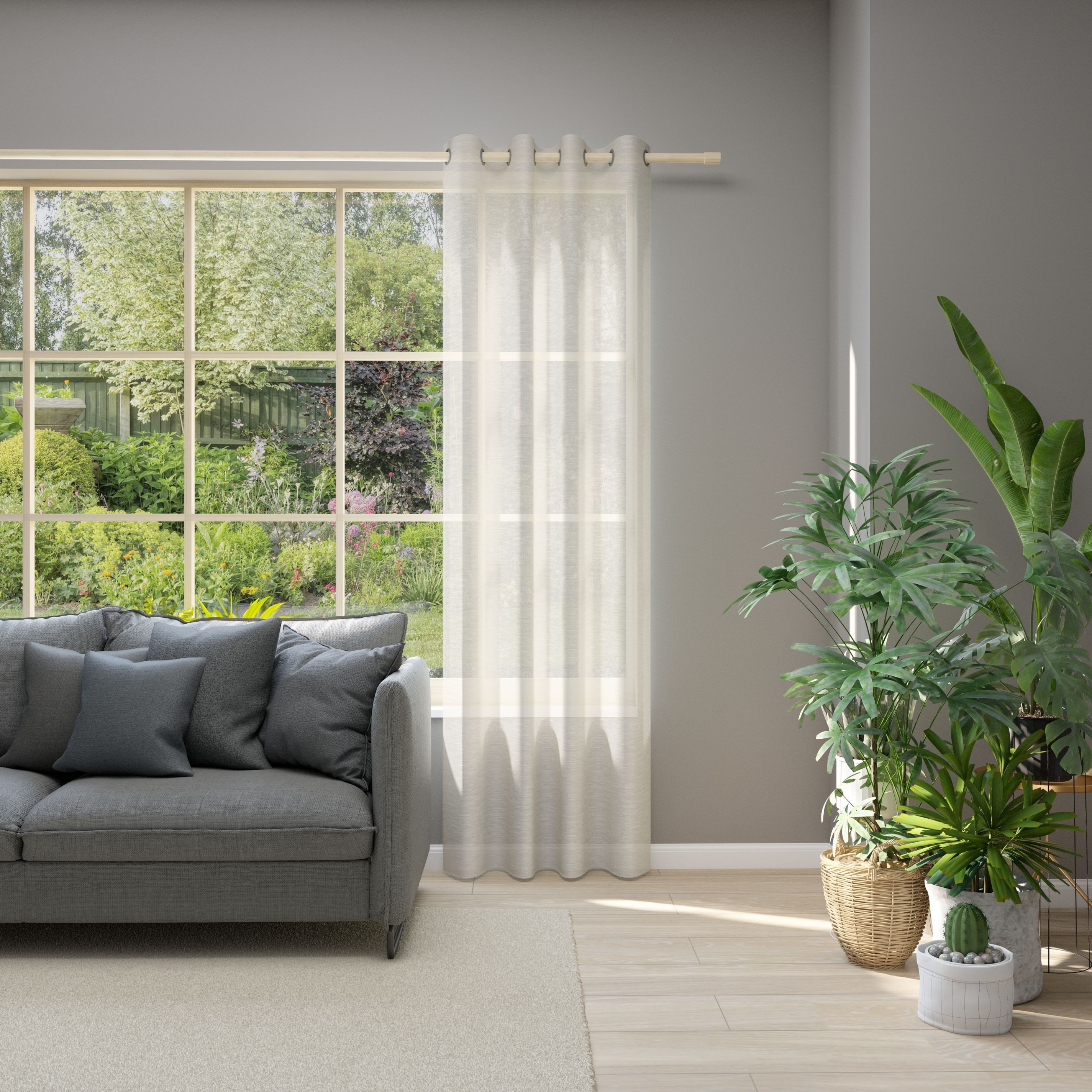 Neutex for you! Gordijn Allure HxB: 245x140, oogjesgordijn met metalen oogjes (1 stuk) kant & klaar gordijnen maat 1 bruin