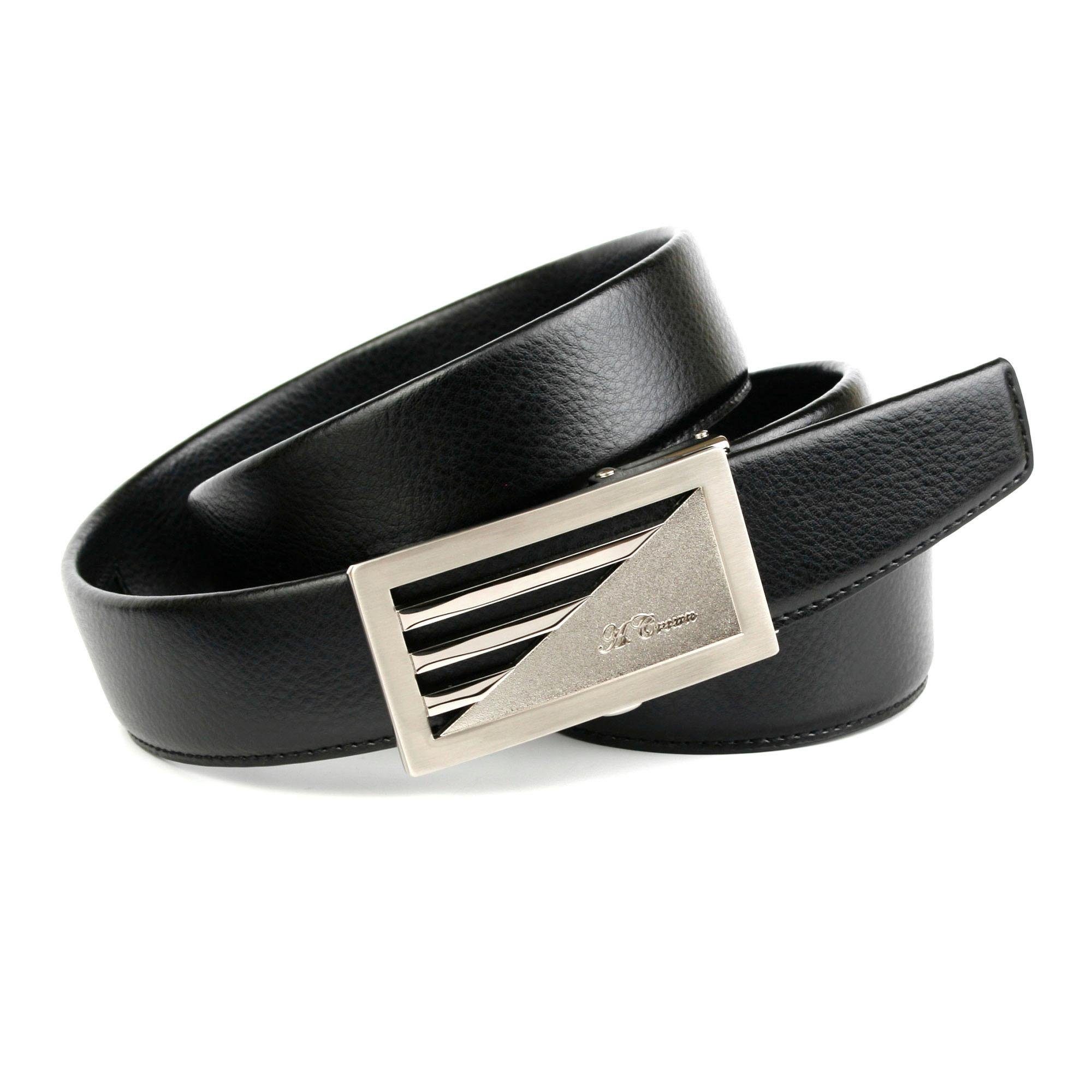 Anthoni Crown Leren riem Elegante herenriem, gestempeld heren riemen maat 115 zwart