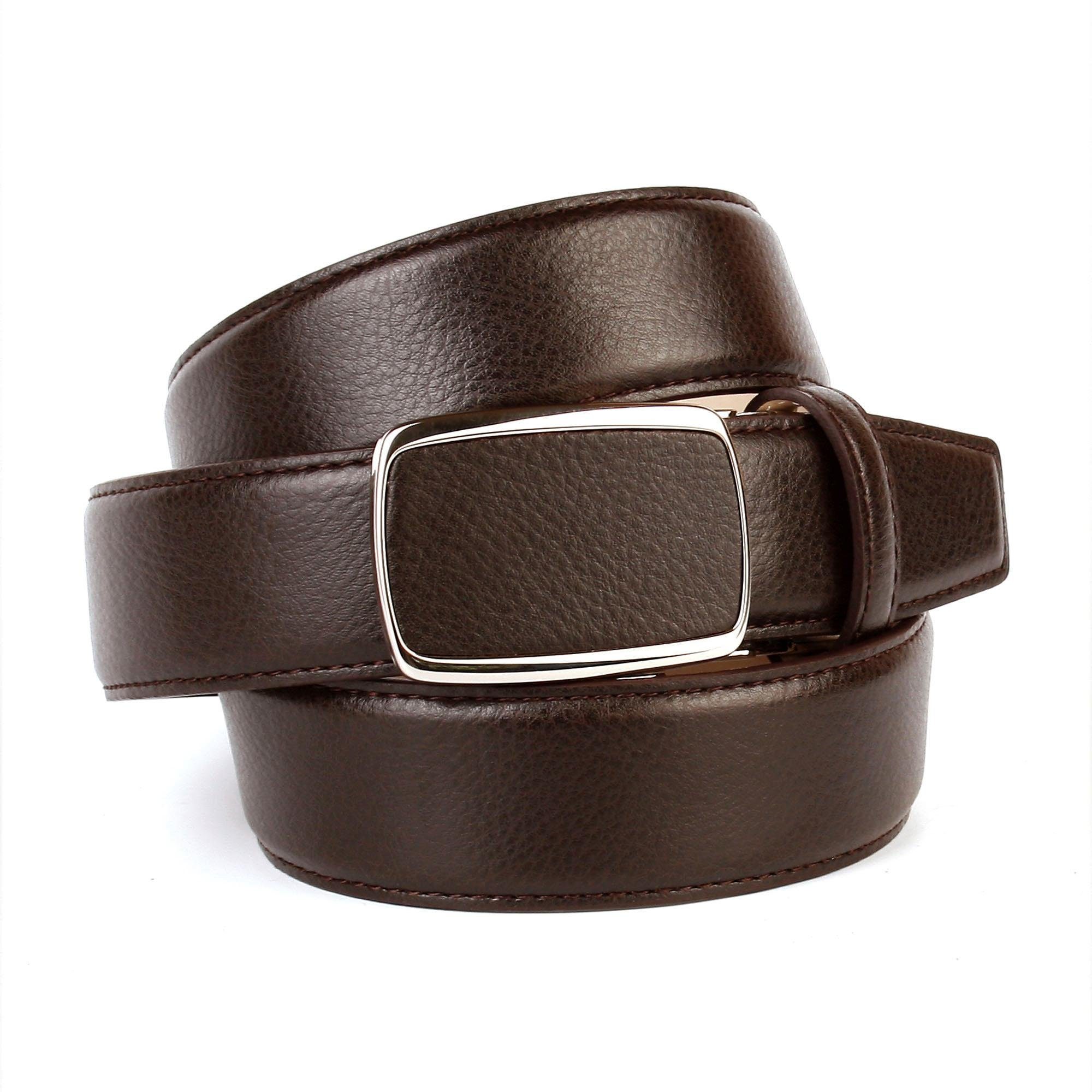 Anthoni Crown Leren riem Elegante riem in hert-stempeldruk, gesp overtrokken heren riemen maat 90 bruin