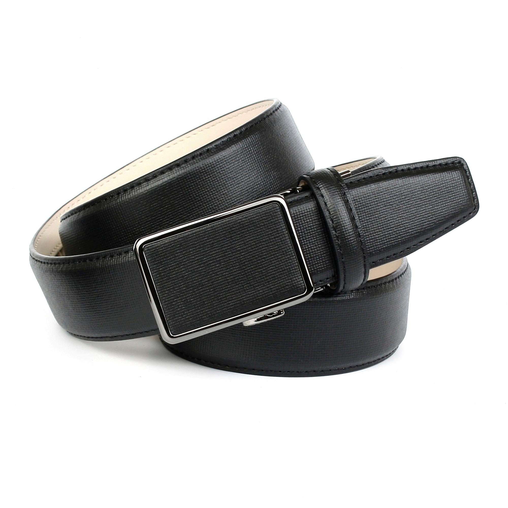 Anthoni Crown Leren riem met linnenstofmotief, nette riem heren riemen maat 110 zwart