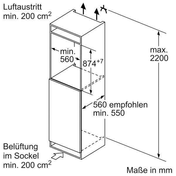 BOSCH Inbouwkoelkast KIR21NSE0, 87,4 cm x 54,1 cm