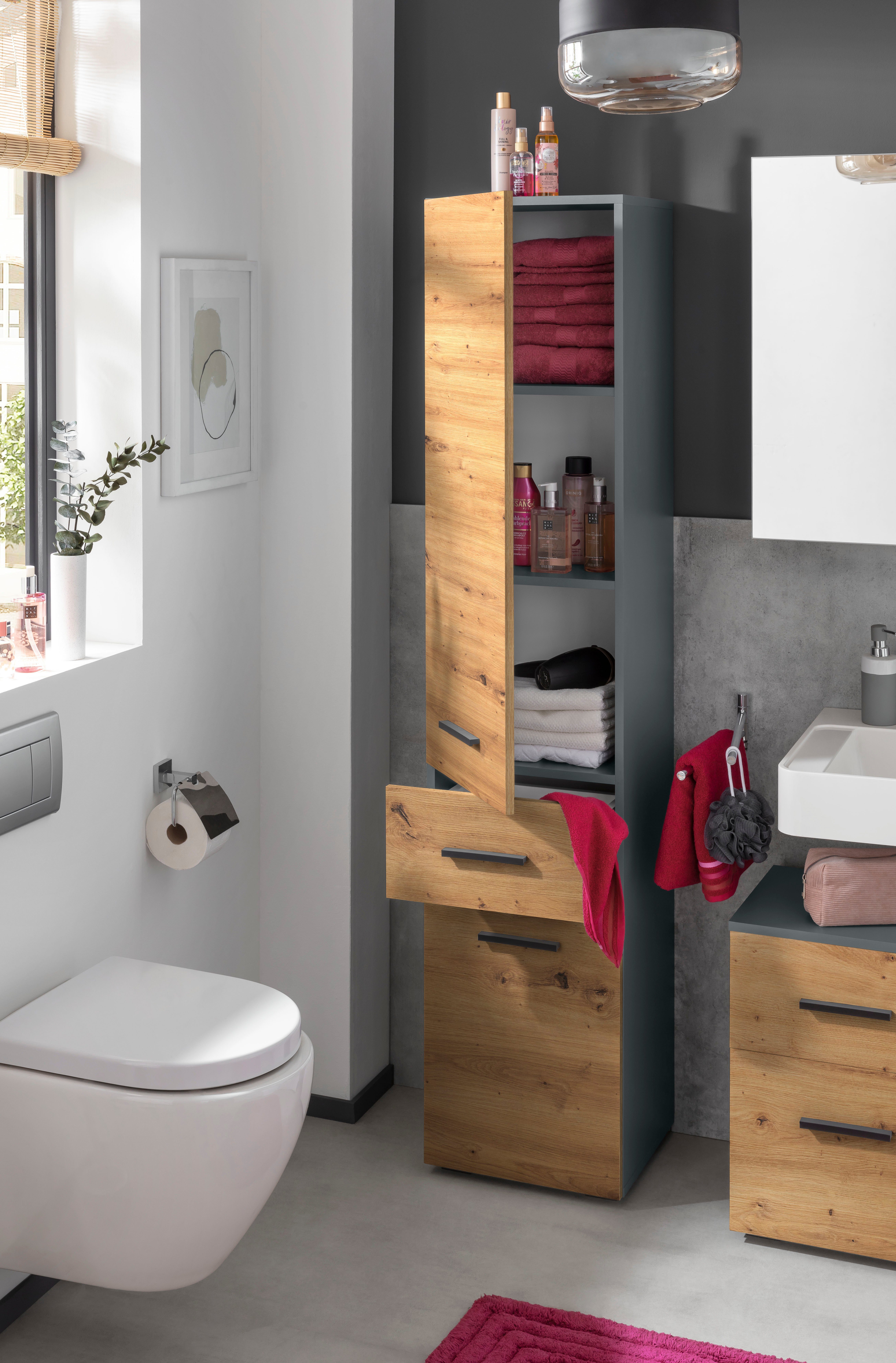 INOSIGN Halfhoge kast Skara verstelbare planken achter elke deur, breedte 38 cm, hoogte 130 cm