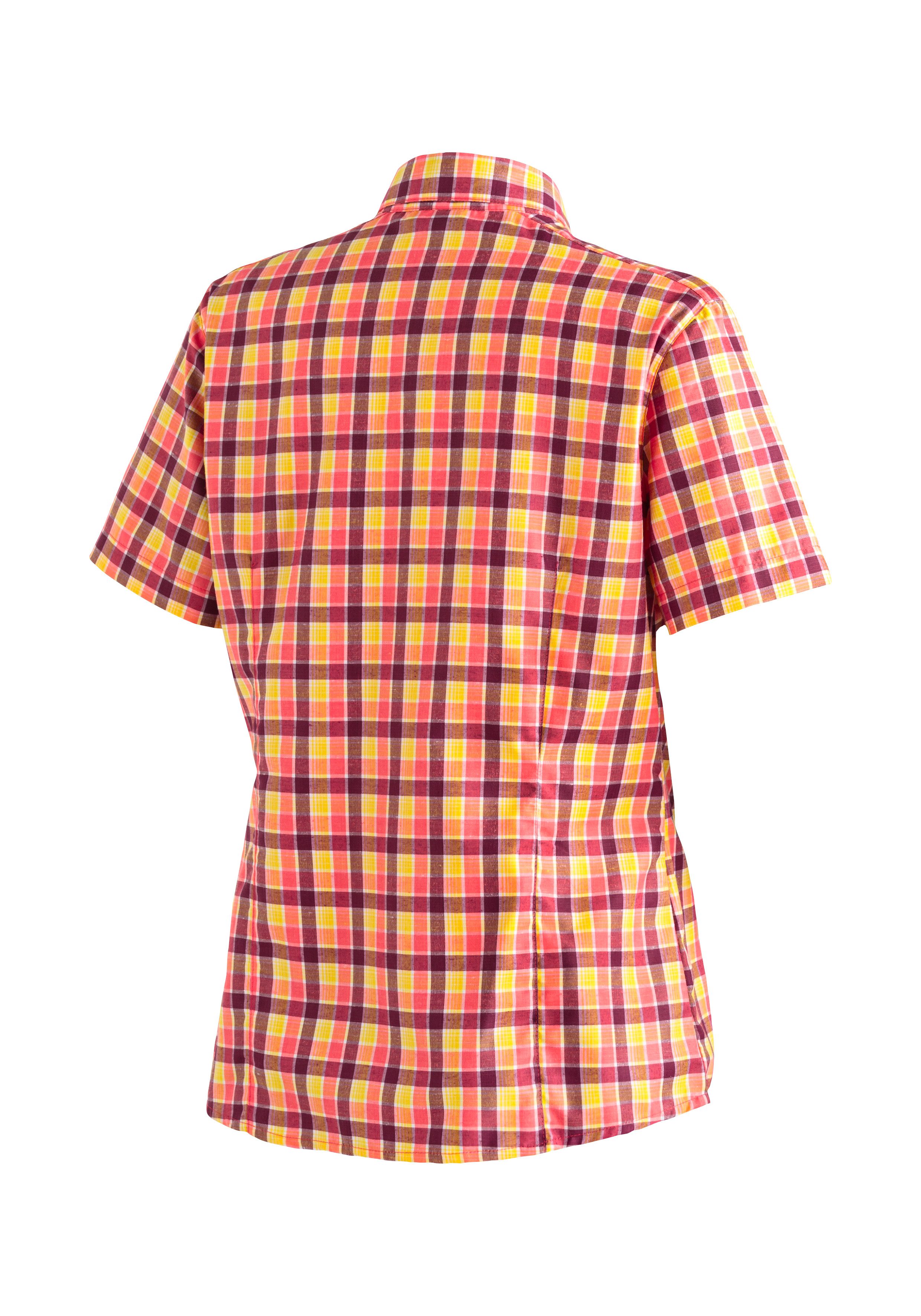 Maier Sports Functionele blouse Philina Geruite blouse met korte mouwen voor wandelen, reizen en vrije tijd