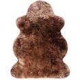 heitmann felle vachtvloerkleed lamsvacht gekleurd echte austral. lamsvacht, kleur bruin met lichtbruine uiteinden, woonkamer bruin