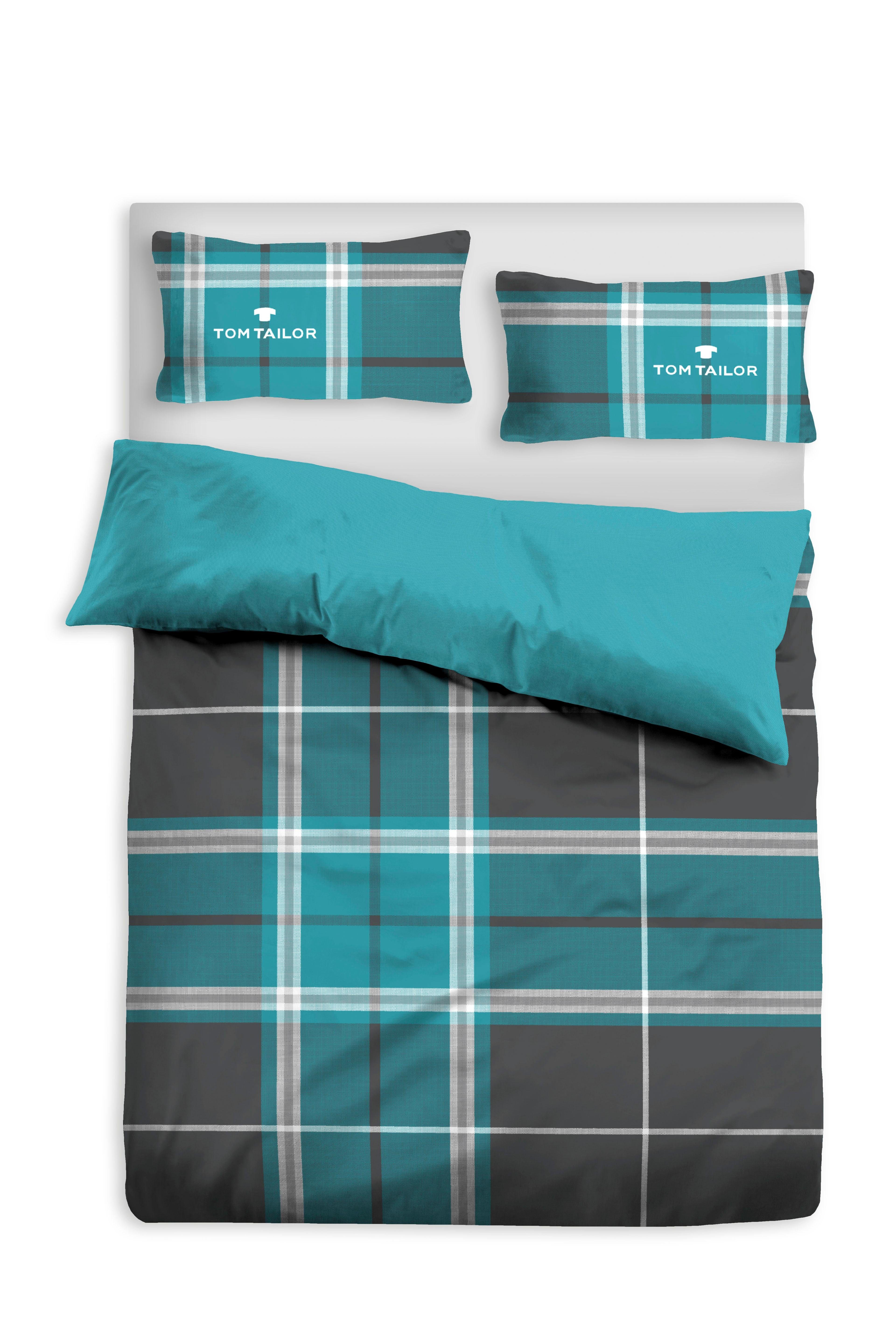 TOM TAILOR HOME Tweezijdig te gebruiken overtrekset Eric in mt. 135x200 of 155x220 cm met rits, met gratis-aanbieding: sporttas van 100% katoen