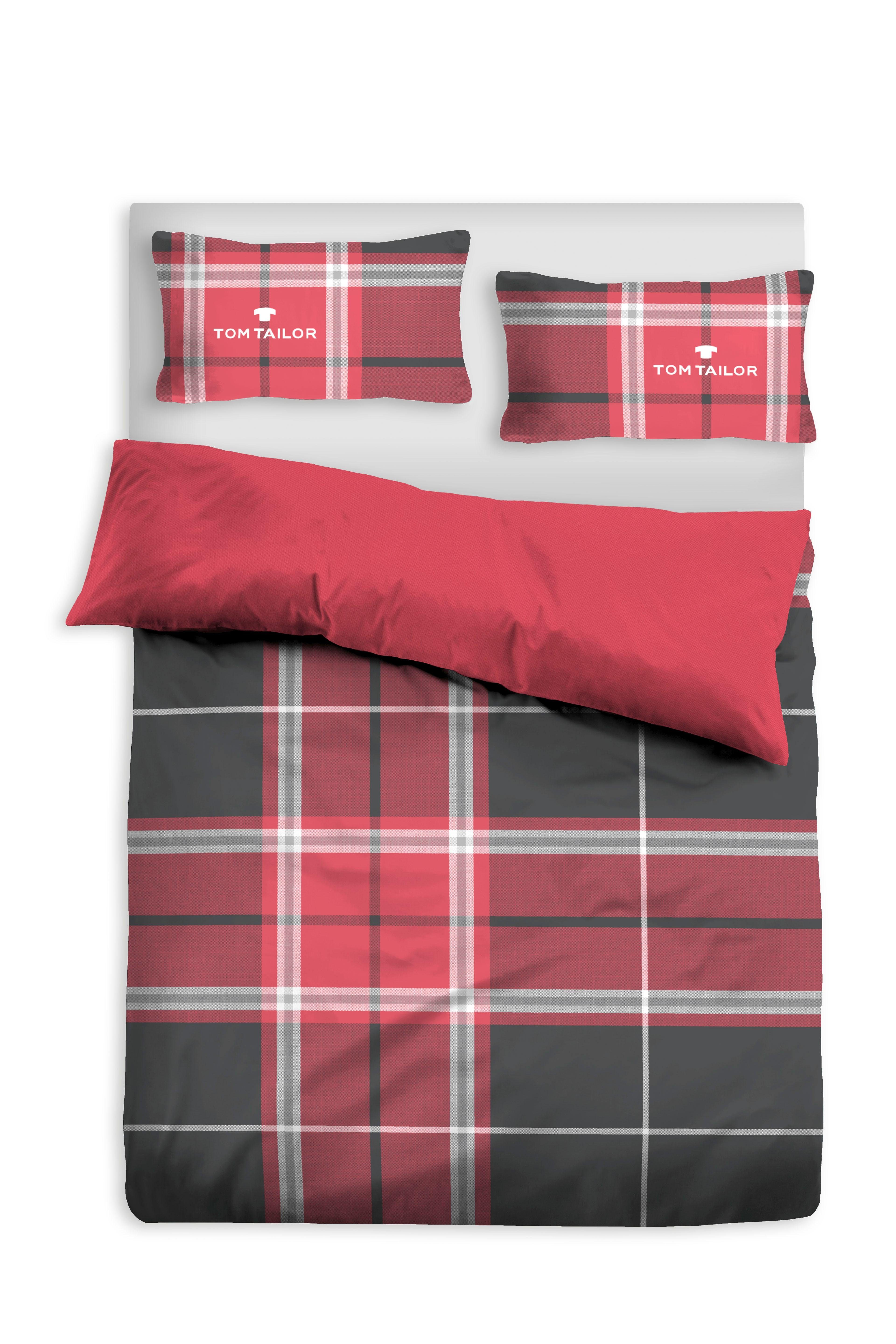 TOM TAILOR HOME Tweezijdig te gebruiken overtrekset Eric in mt. 135x200 of 155x220 cm met rits, met gratis-aanbieding: sporttas van 100% katoen