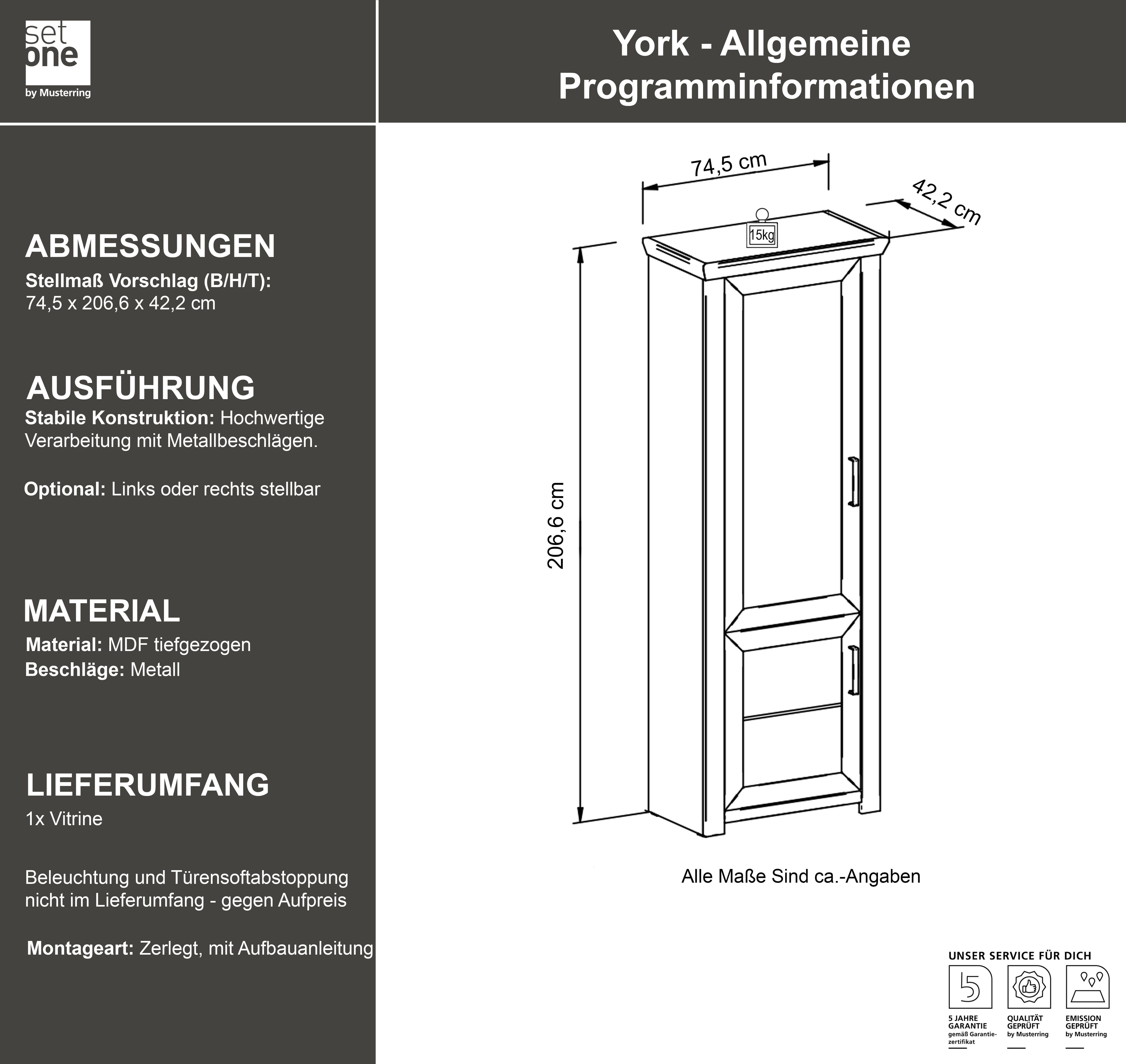 set one by Musterring Draaideurkast York Type 03, in 3 kleurvarianten, met handvat in zilverkleur, B 75 x H 207 cm