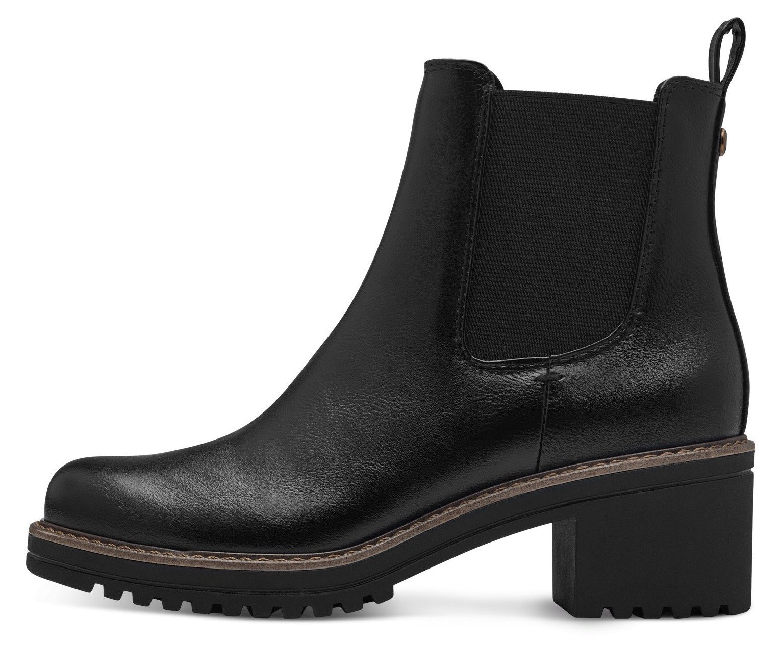 Marco Tozzi Chelsea-boots LUTTER hakken, enkellaars, chunky boots in vegan-verwerking