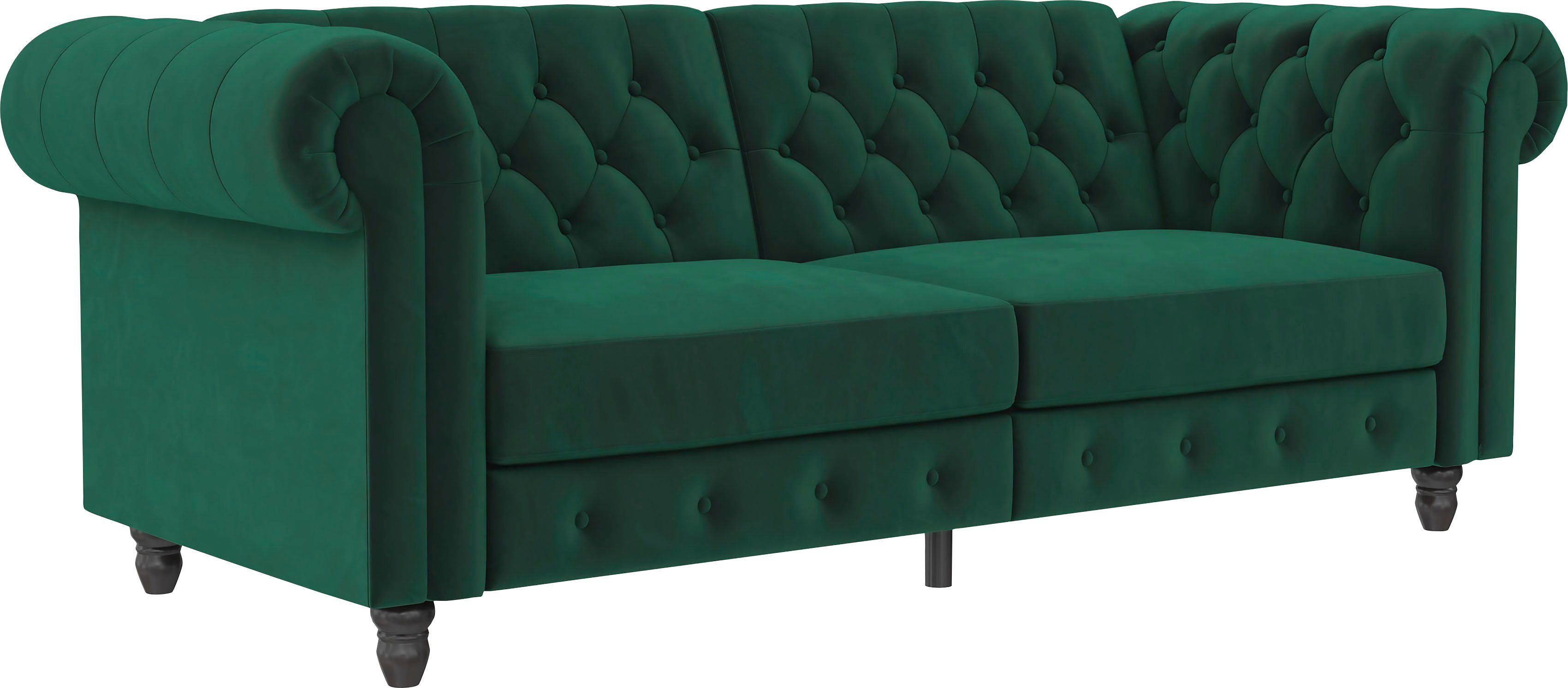 Dorel Home 3-zitsbank Felix, slaapbank 236 cm(ligoppervlak 108 x 190 cm), rugleuning 3-voudig verstelbaar, velours, kunstleer, luxe vintage microvezel