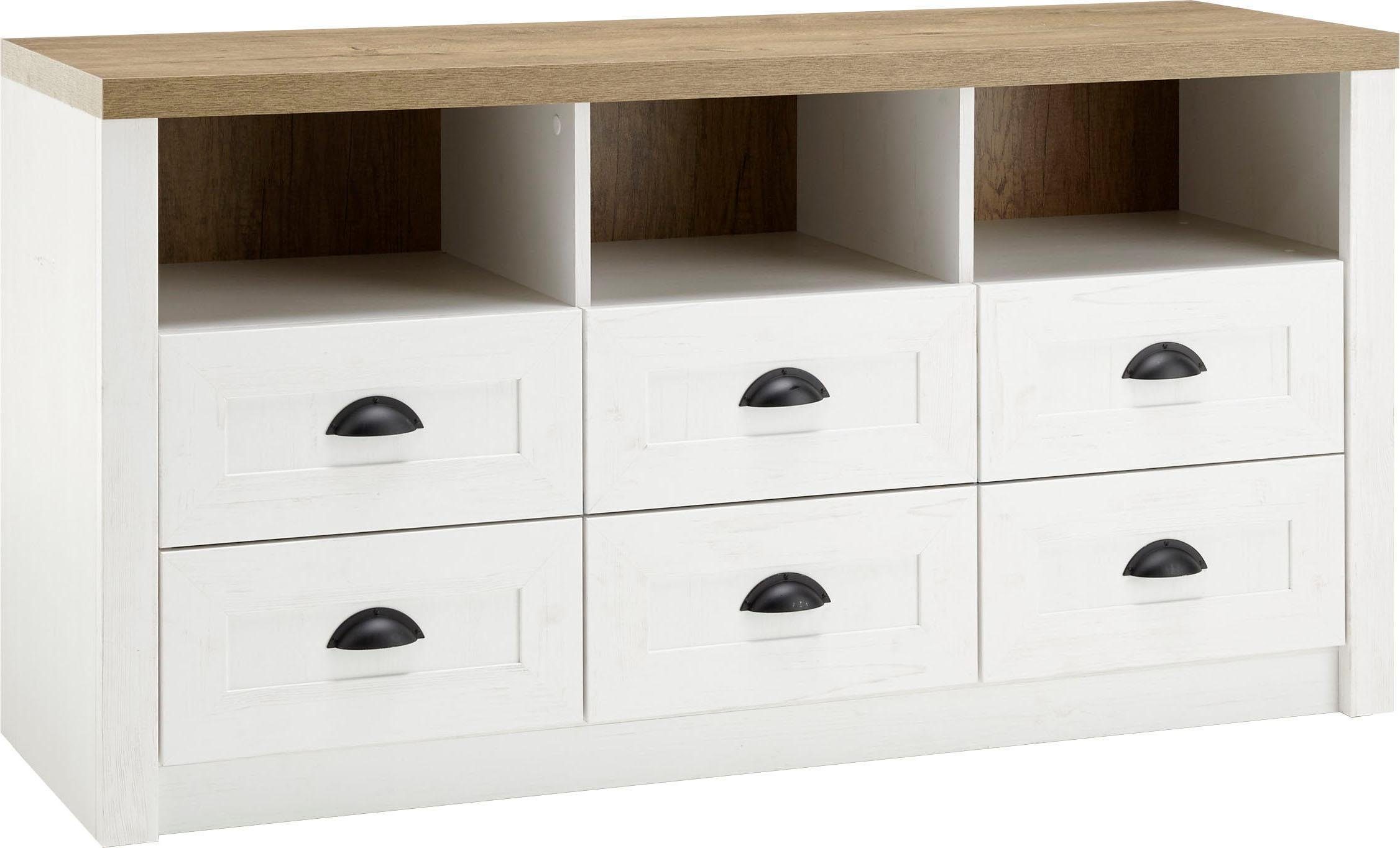 Home affaire Tv-meubel Beauvais Breedte ca. 130 cm lowboards maat 130x43x67 cm wit