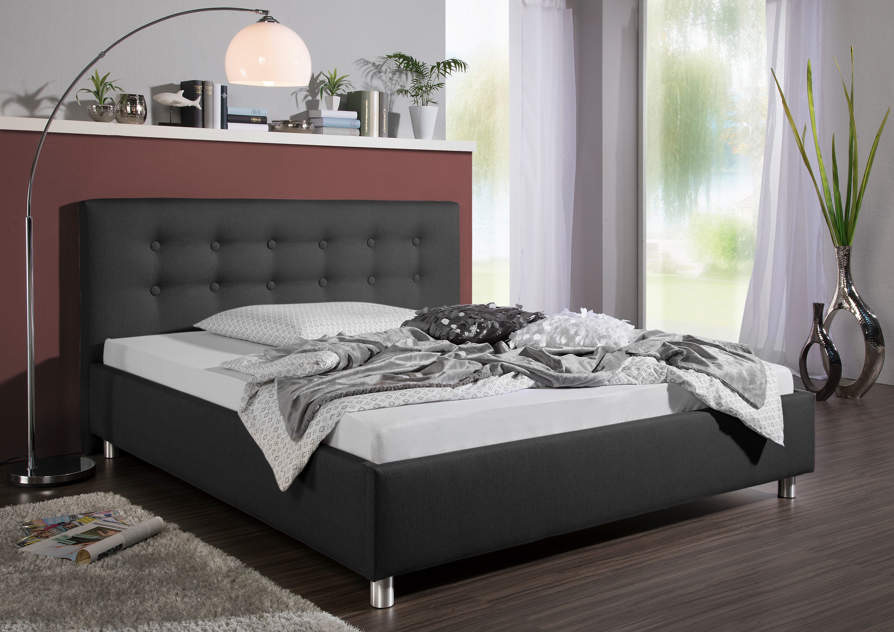 Maintal Gestoffeerd bed Moiese Zijkanten van het bed zelf te monteren, zonder bedkist bedden maat 212 cm x 210 cm x 102 cm grijs