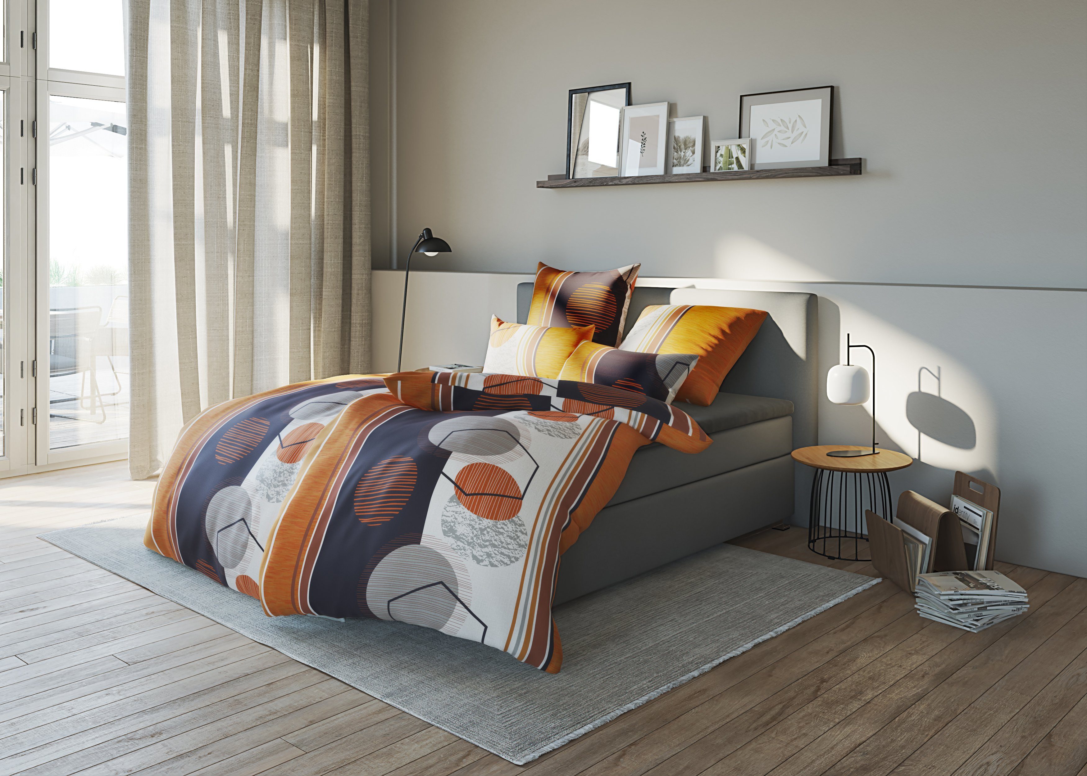 my home Overtrekset Emmi in maat 135x200 of 155x220 cm Beddengoed in verschillende kwaliteiten, geometrisch patroon (2-delig)