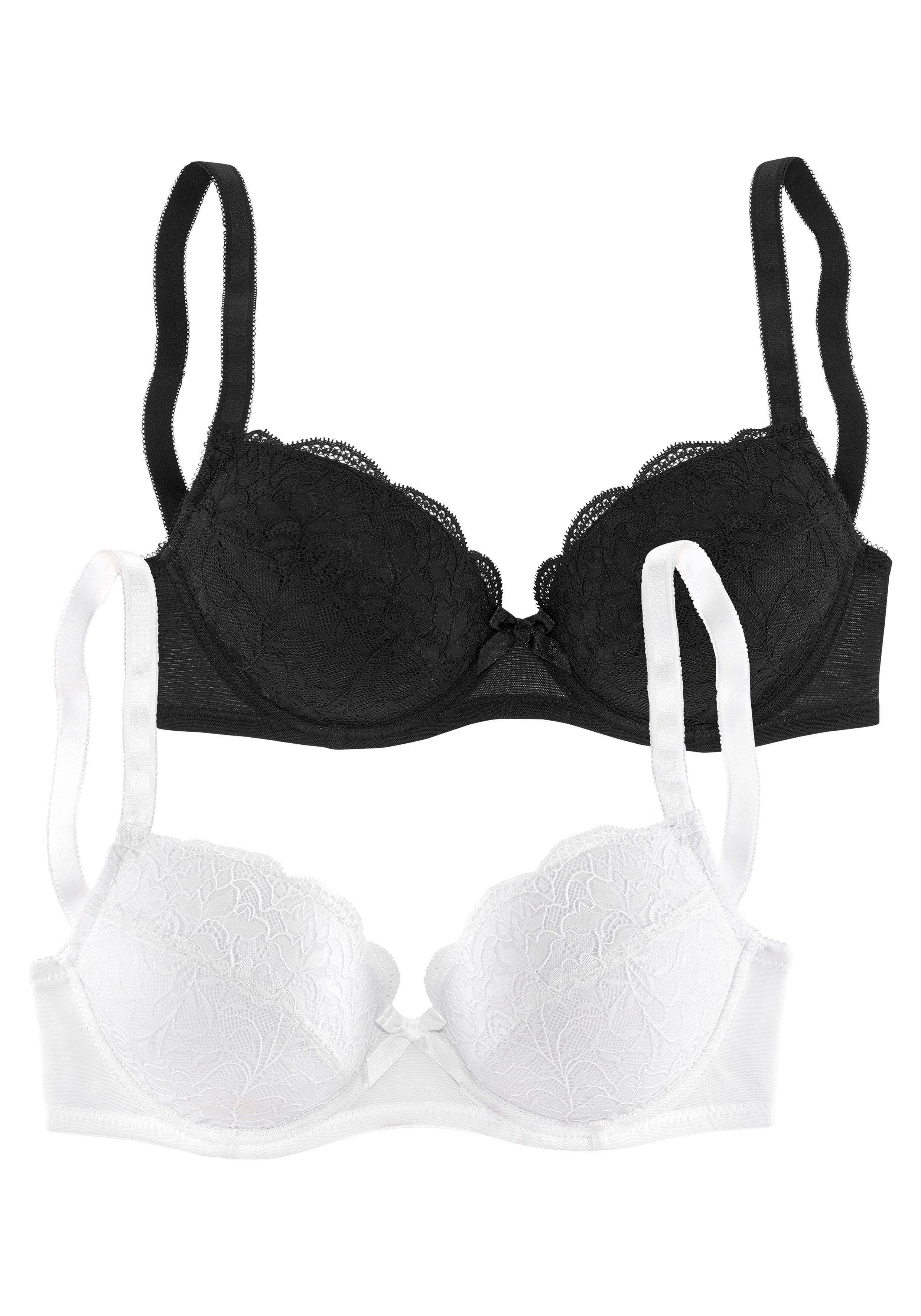 Petite fleur Balconette-bh met leuke kant, dessous (Set van 2)