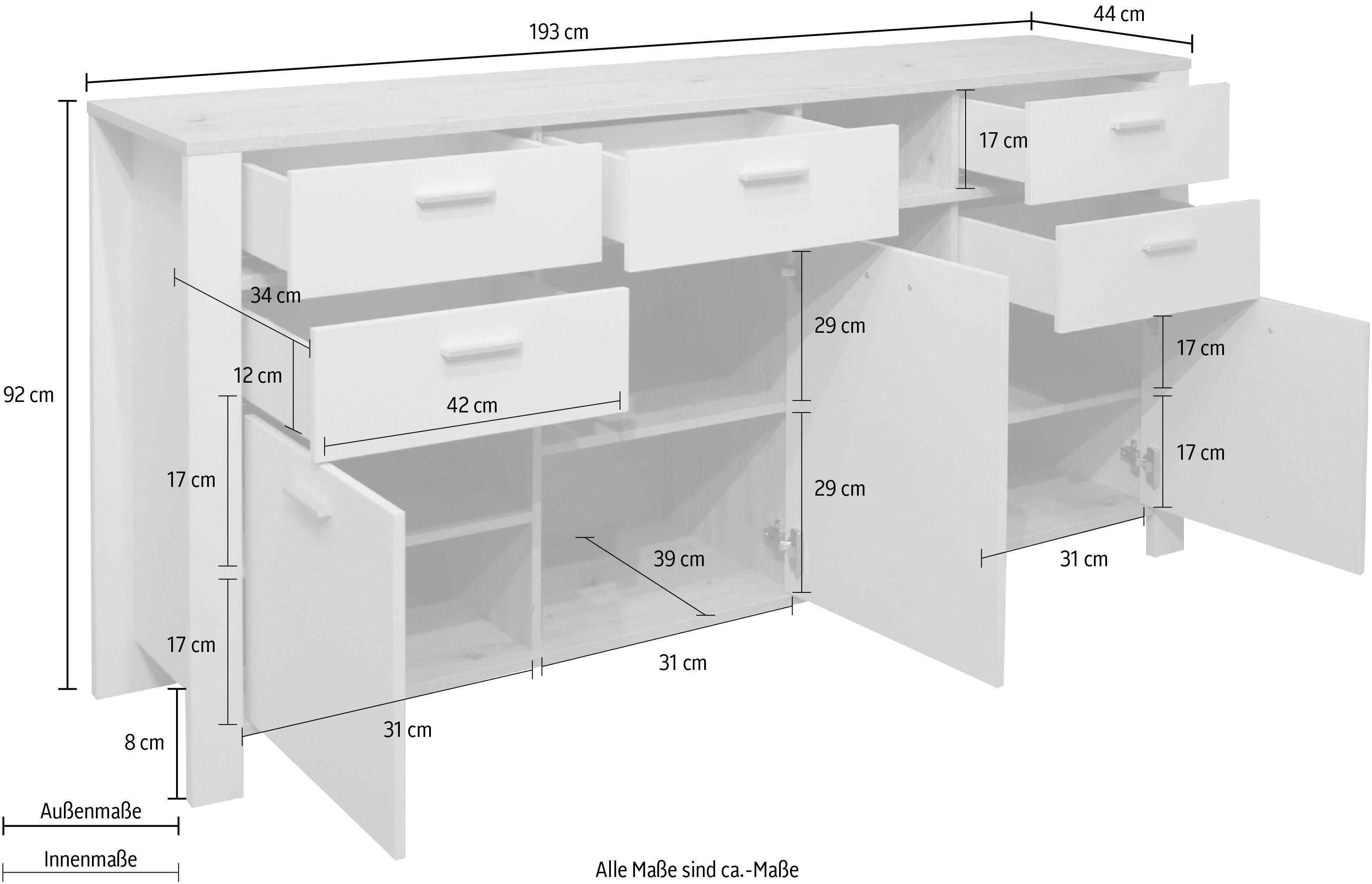 Mäusbacher Dressoir Nele Breedte 193 cm