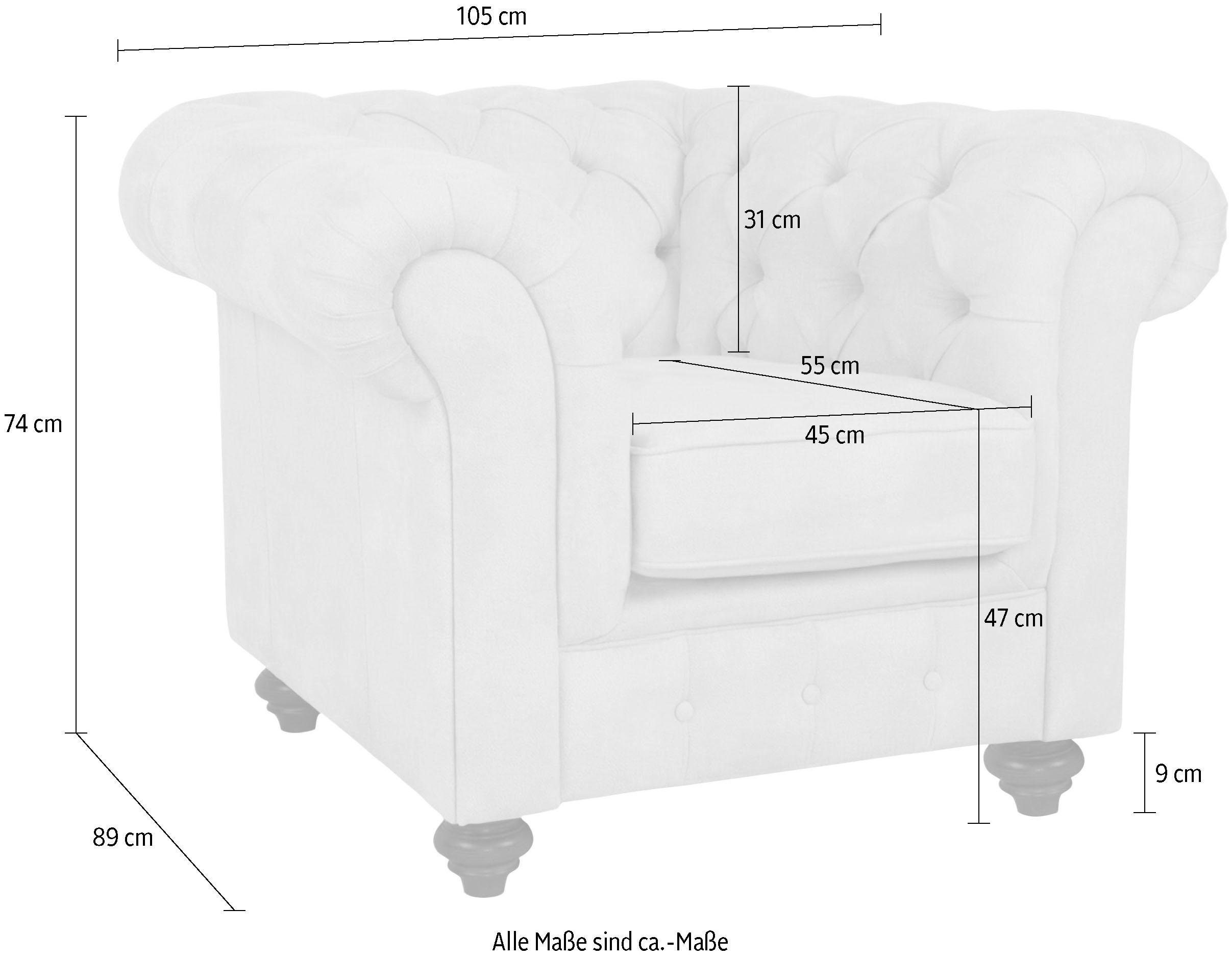 Home affaire Fauteuil Duc Chesterfield hoogwaardige capitonnage achter, fluwelige look met changerende look