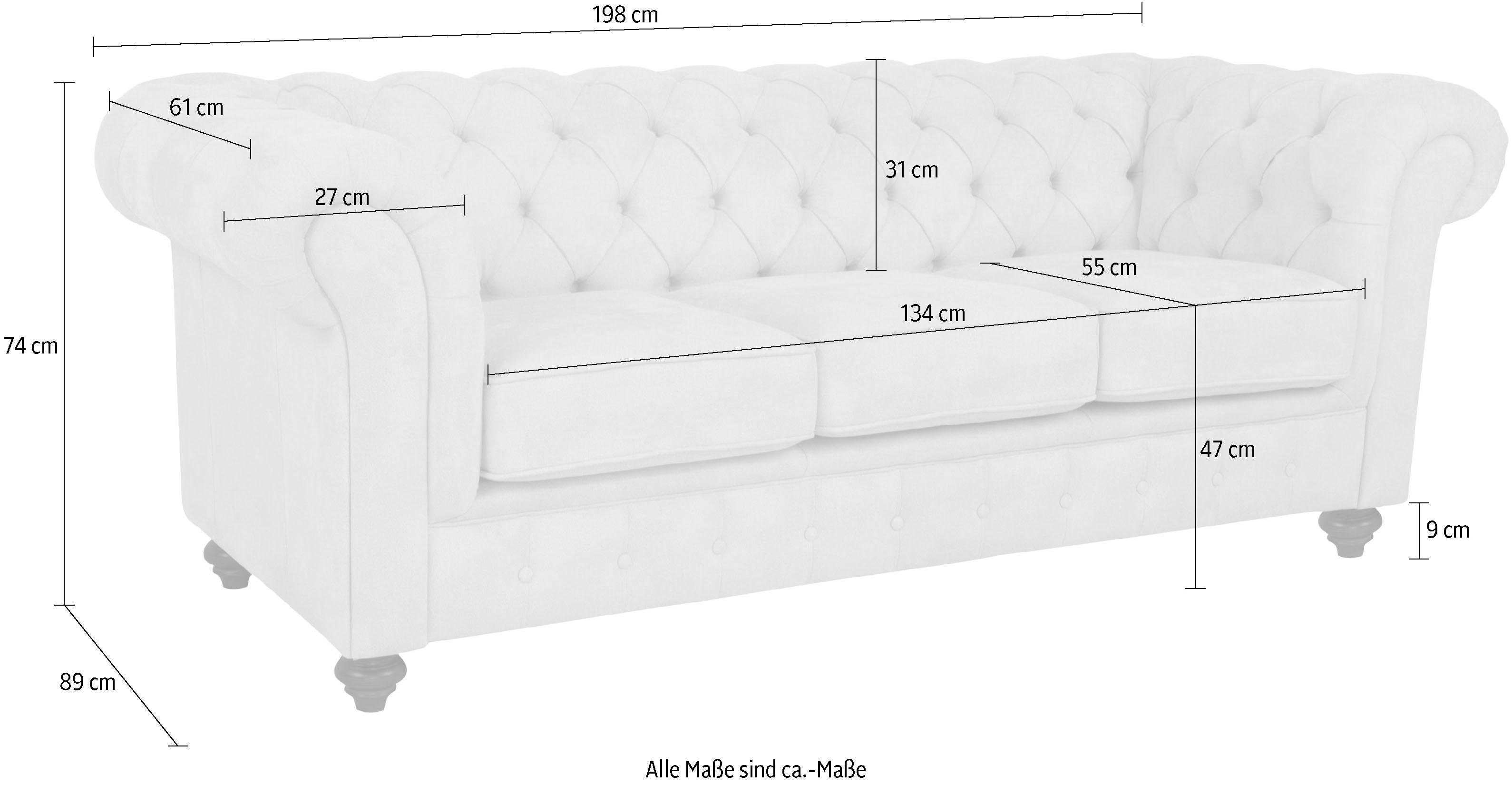 Home affaire Chesterfield-bank Duc 3-zits hoogwaardige capitonnage achter, fluwelige look met changerende look