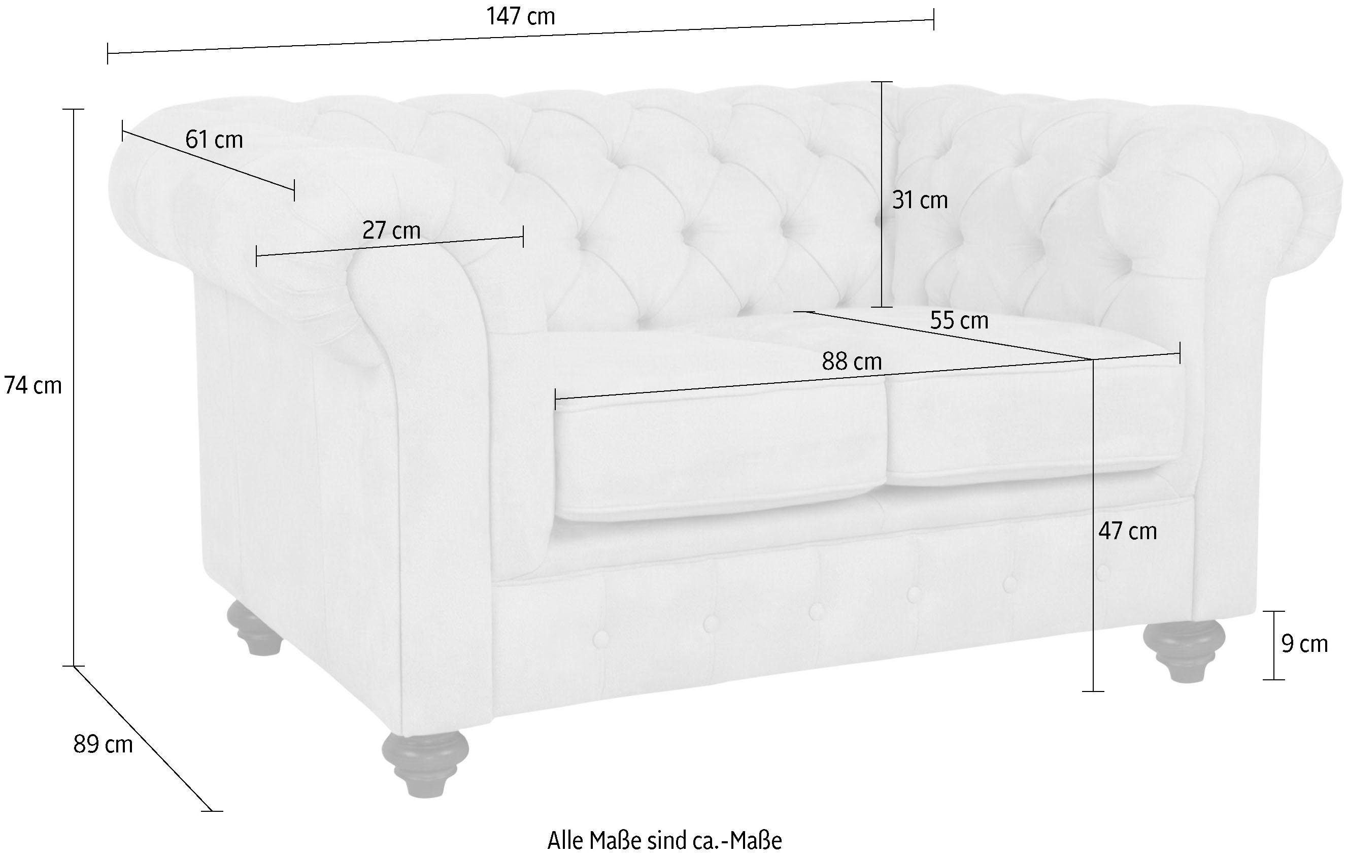 Home affaire Chesterfield-bank Duc 2-zits hoogwaardige capitonnage achter, fluwelige look met changerende look
