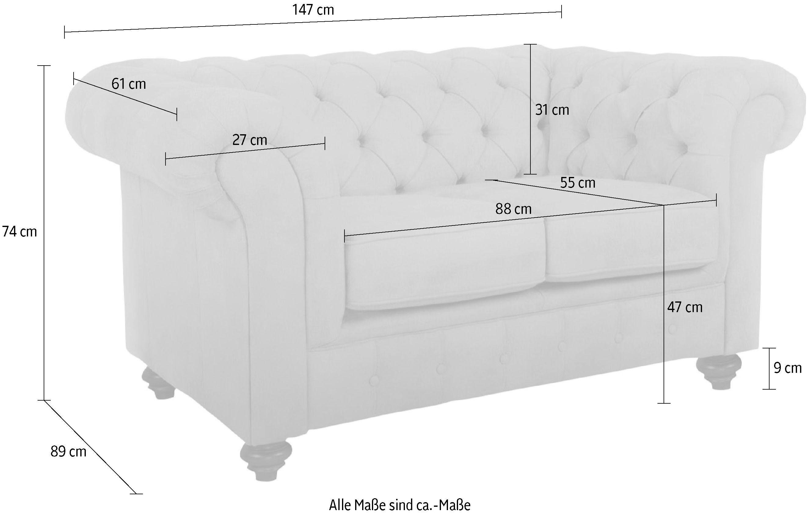 Home affaire Chesterfield-bank Duc 2-zits hoogwaardige capitonnage achter, fluwelige look met changerende look