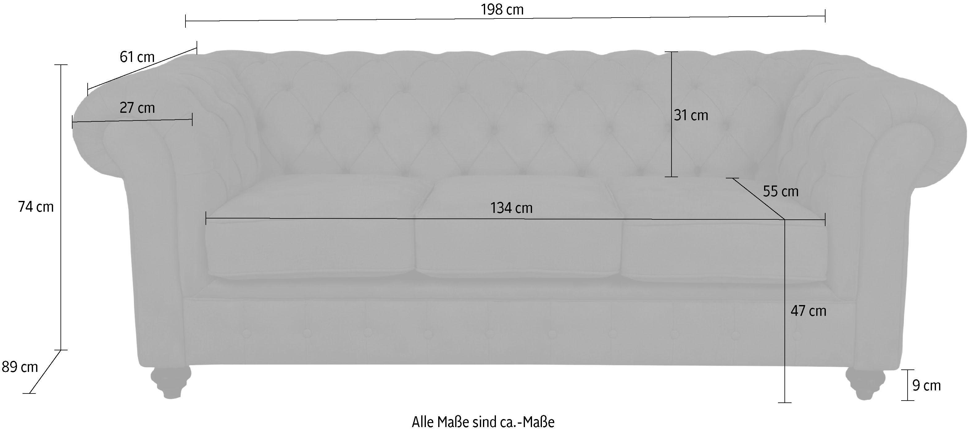 Home affaire Chesterfield-bank Duc 3-zits hoogwaardige capitonnage achter, fluwelige look met changerende look
